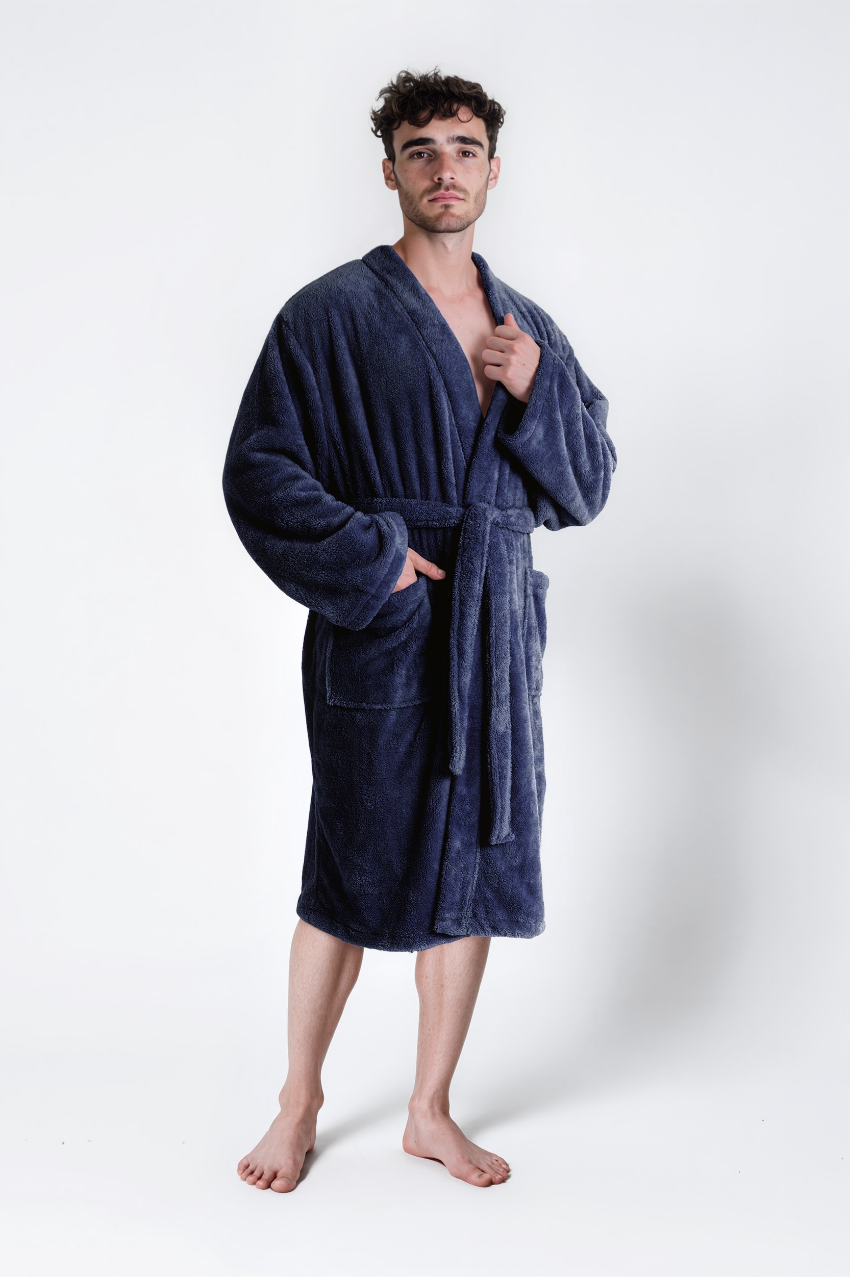 my home Unisex-Bademantel »Lillou Kimono, ideal für Sauna & Spa, Hotelbademantel, Morgenmantel«, (1 St.), kuschelig weicher Fleece, für Damen und Herren, XS-3XL