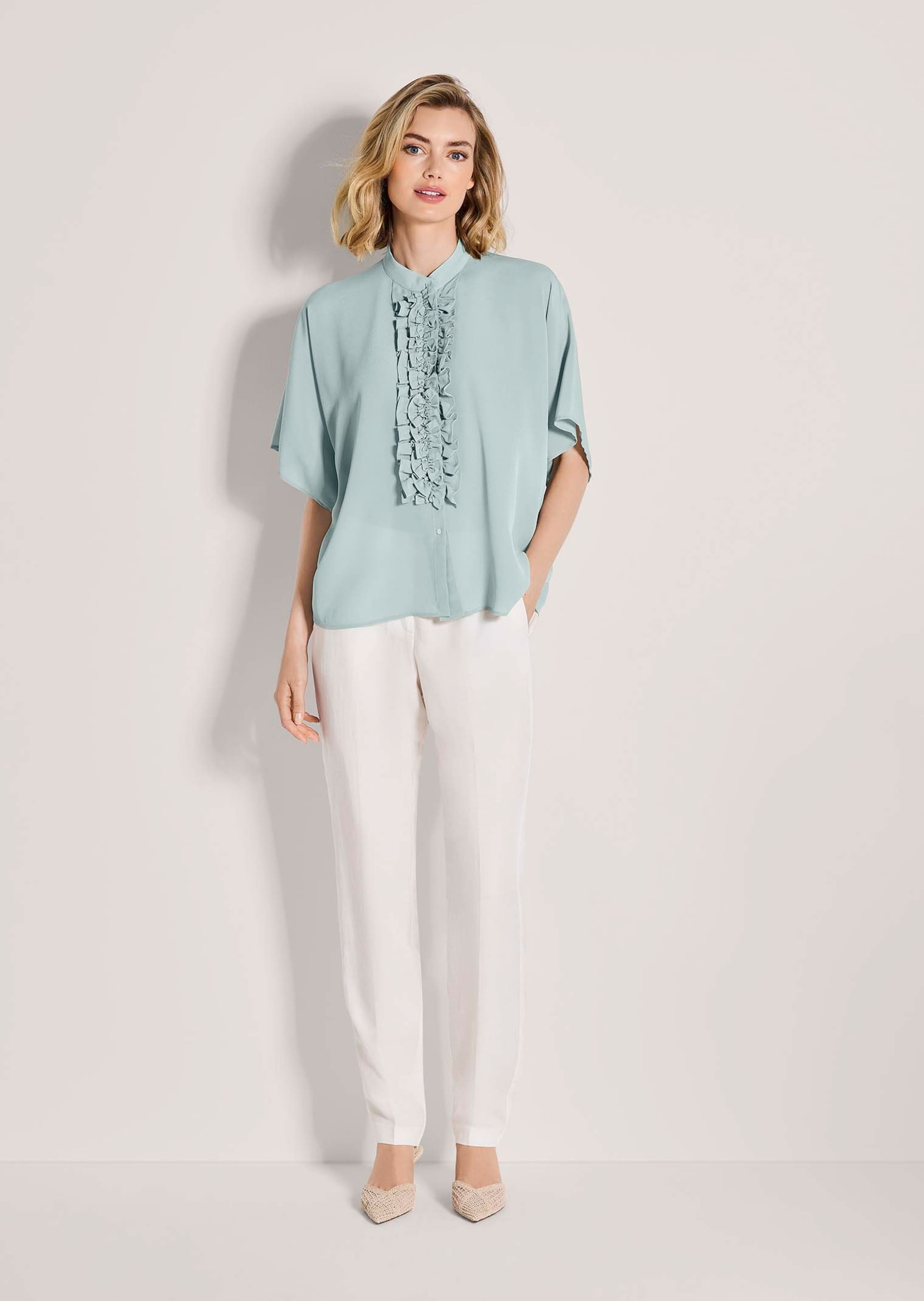 MADELEINE Kurzarmbluse "Blusenshirt Elegante Seidenbluse mit Rüschen" günstig online kaufen