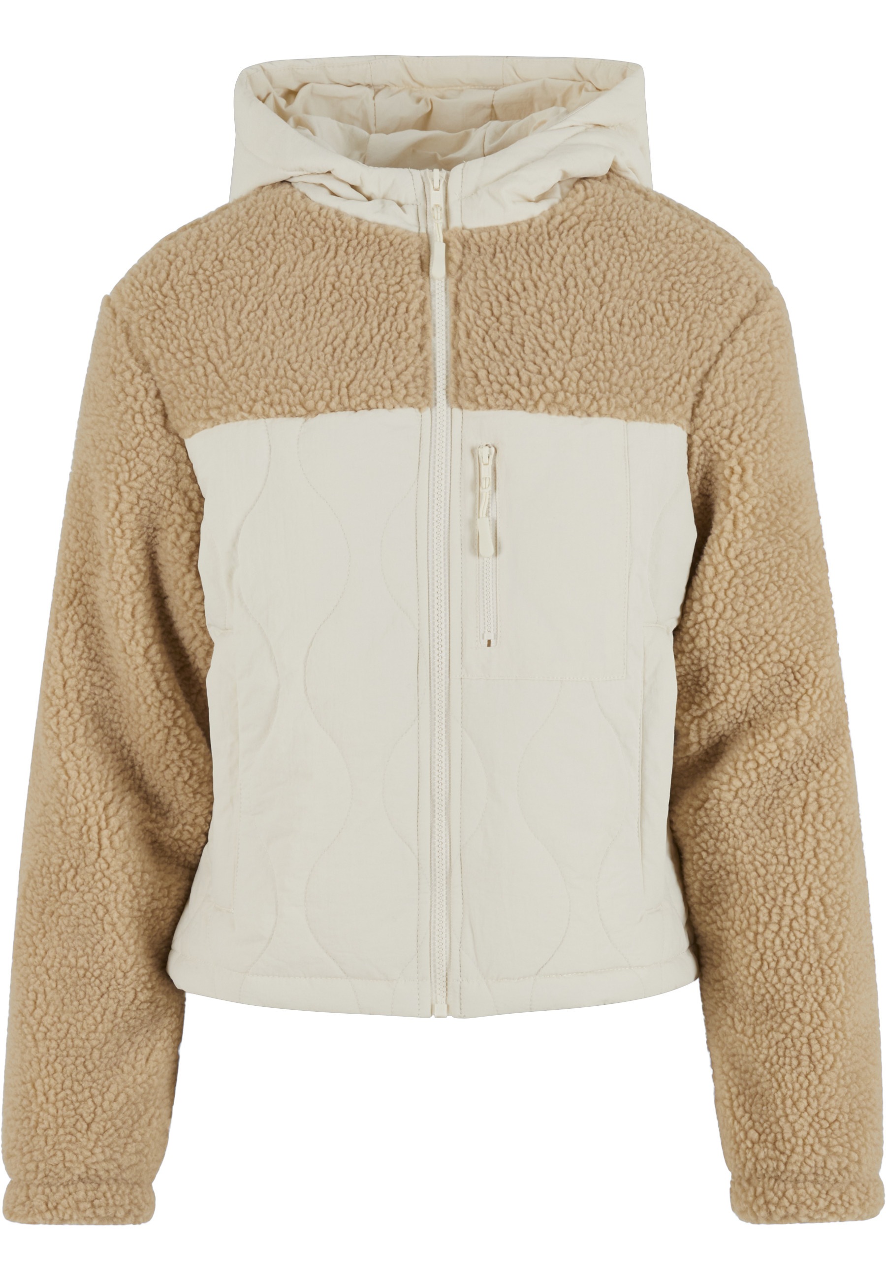 URBAN CLASSICS Allwetterjacke "Urban Classics Ladies Sherpa Crinkle Nylon Mix Jacket" 1 Stk. tlg. ohne Kapuze