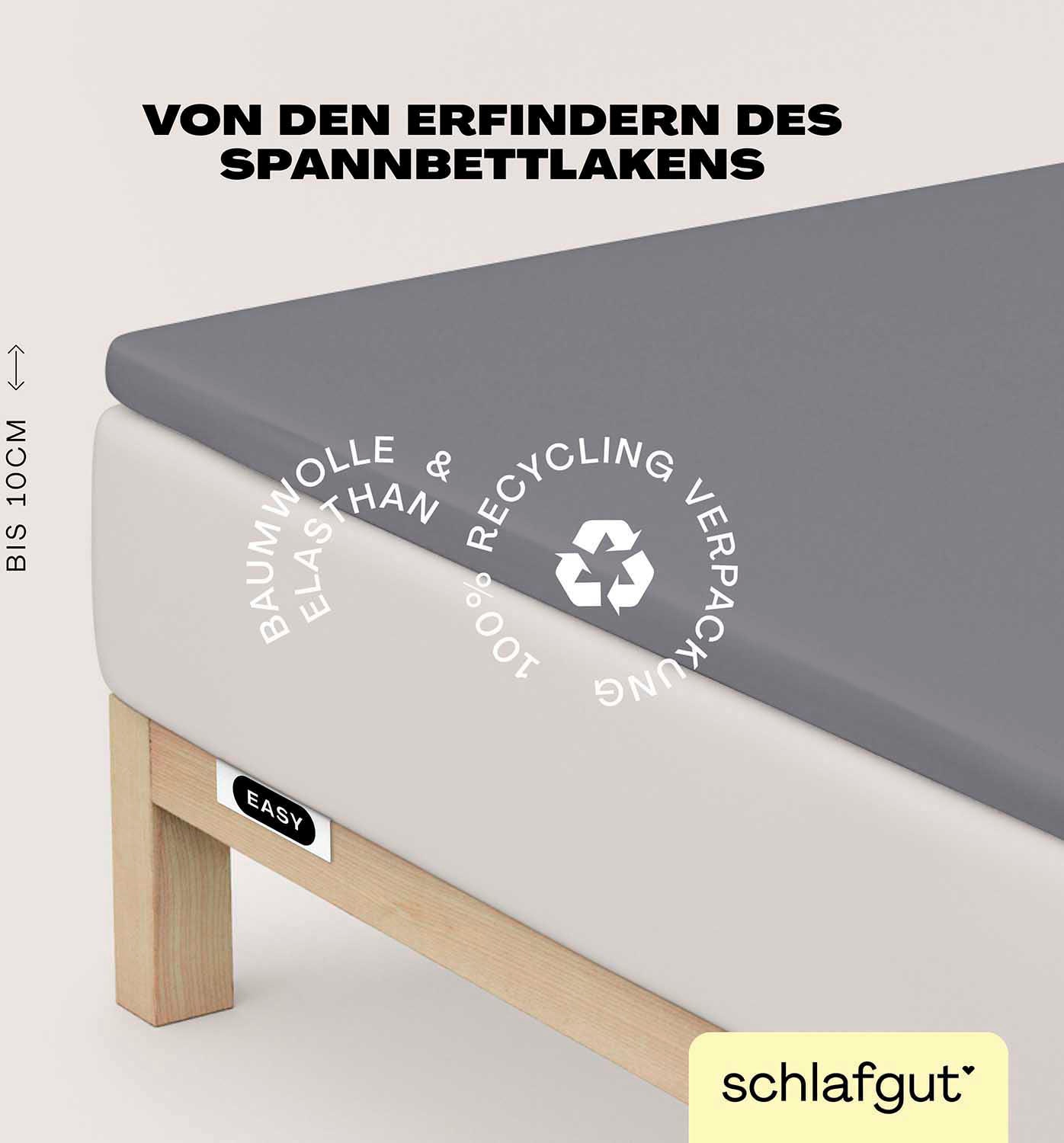 Schlafgut Spannbettlaken "EASY Jersey Elasthan Topper" MADE IN GREEN by OEKO-TEX