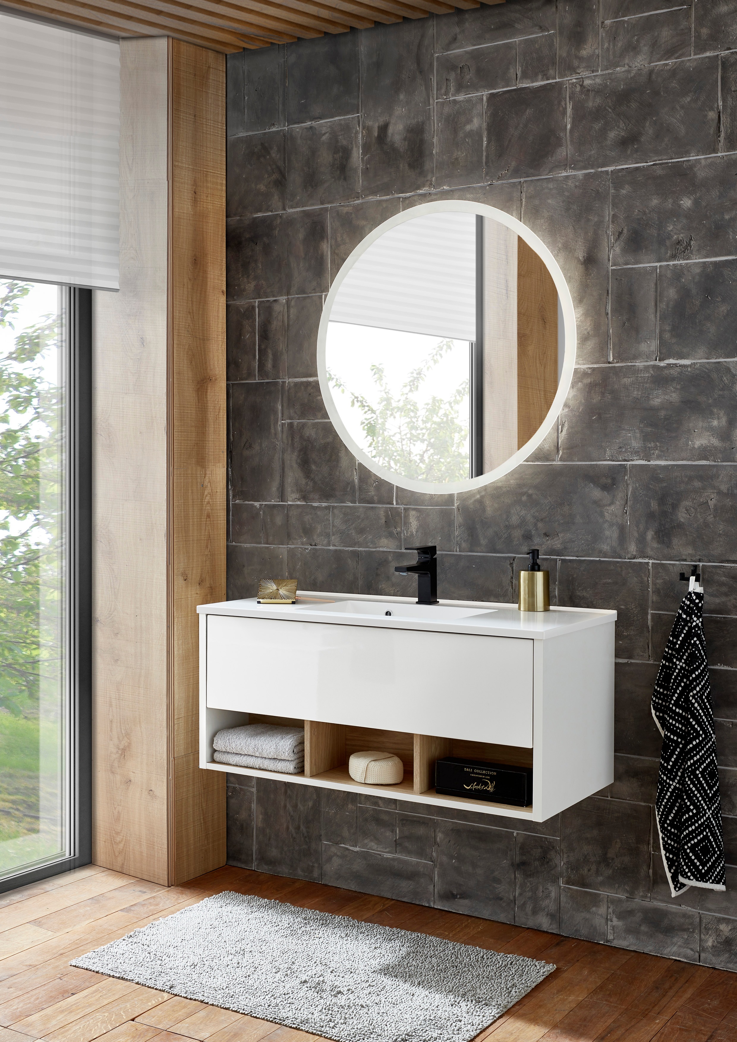 Thumbnail - Places of Style Badmöbel-Set "Studio Line, Bad im modernen Design, 2-teiliges Badezimmer", (2 St.), Waschtisch und Spieg...