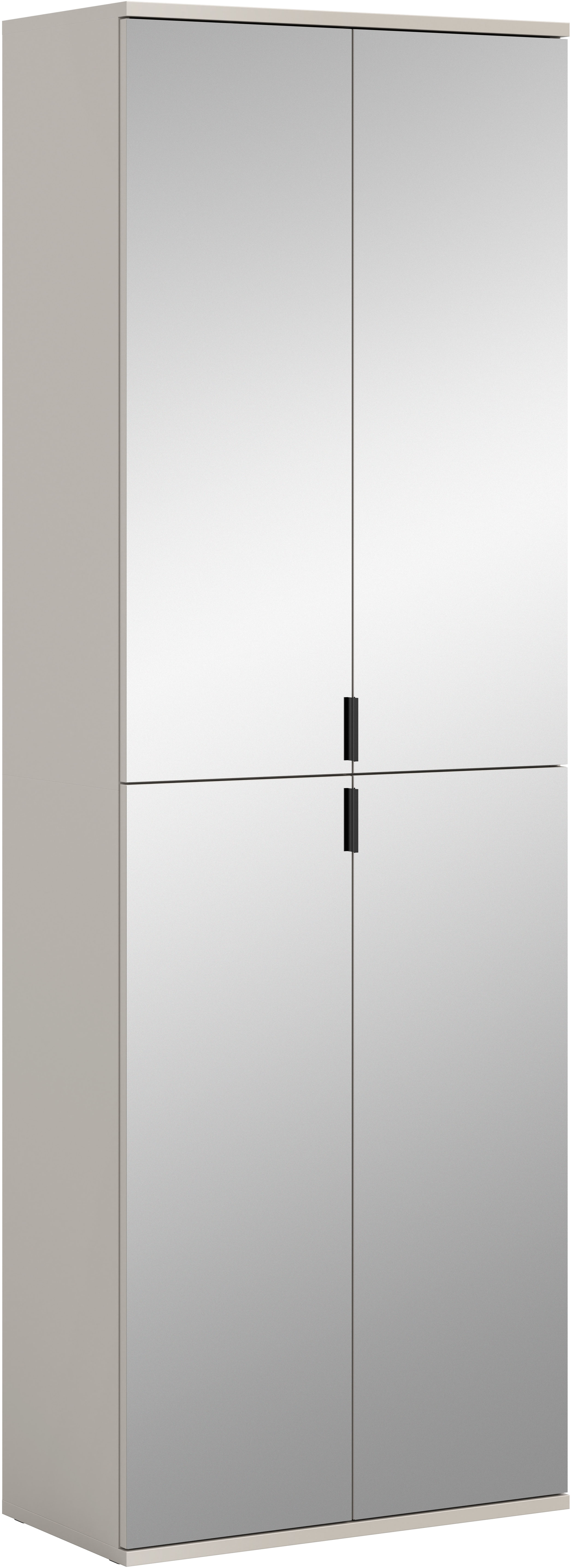 Home affaire Schuhschrank "TRONDHEIM, Höhe 193 cm, 4 Spiegeltüren, 9 Fächer, 7 Einlegeböden" inkl. ausziehbarer Kleiderstange, in verschiedenen Farben erhältlich, Schrank, Hochschramk, Mehrzweckschrank, Universalschrank, Flur, Diele