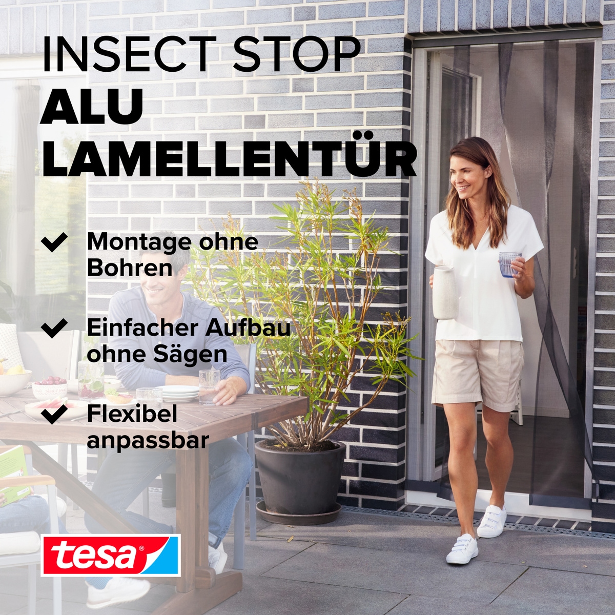tesa Insektenschutz-Tür »Insect Stop ALU Lamellentür teleskopierbar - 0,60m - 0,95m max. 2,20m«, Insektenschutzvorhang mit Lamellen - für Balkon- und Terrassentüren