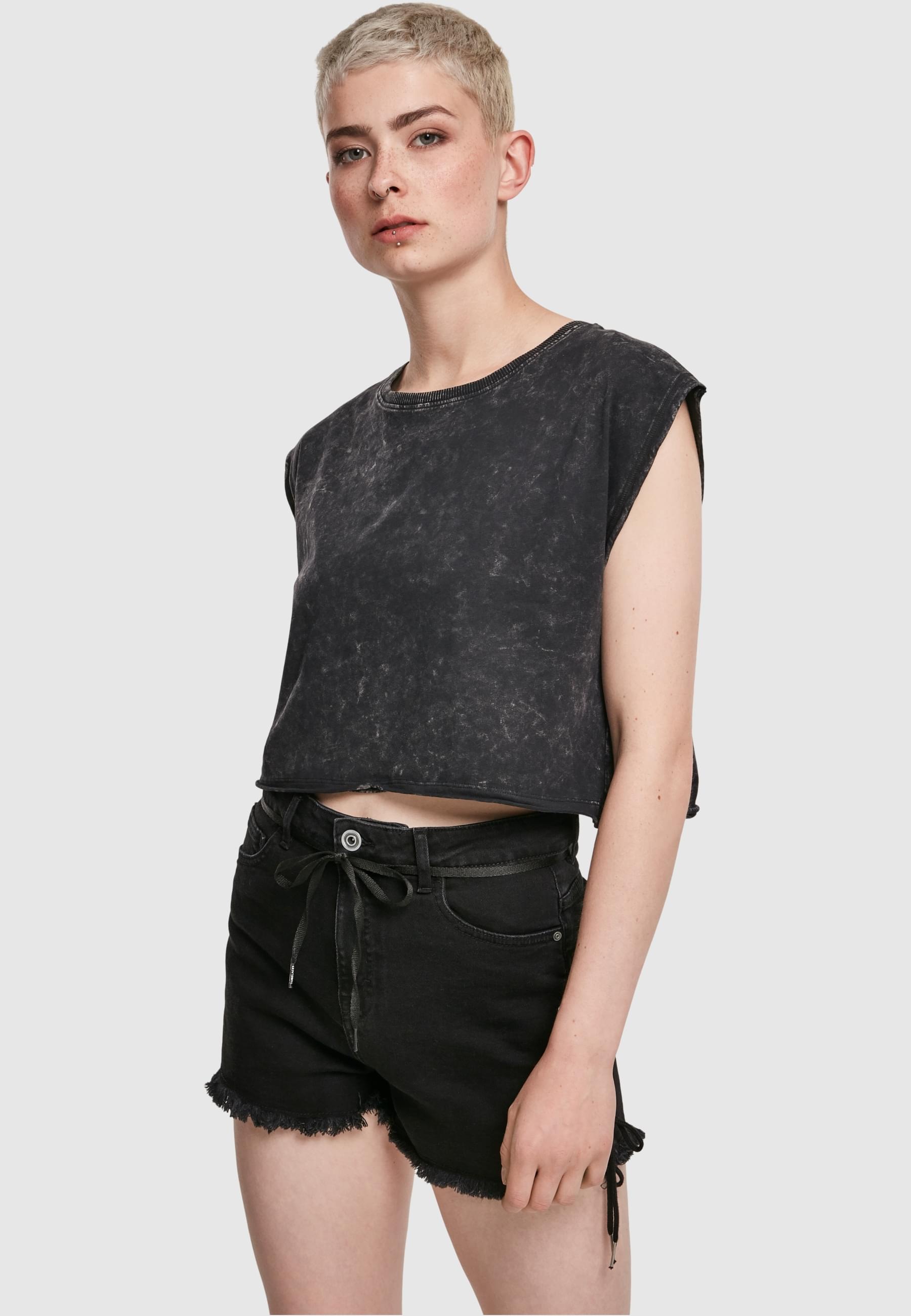 URBAN CLASSICS T-Shirt »Urban Classics Damen Ladies Short Acid Wash Tee«, (1 tlg.)