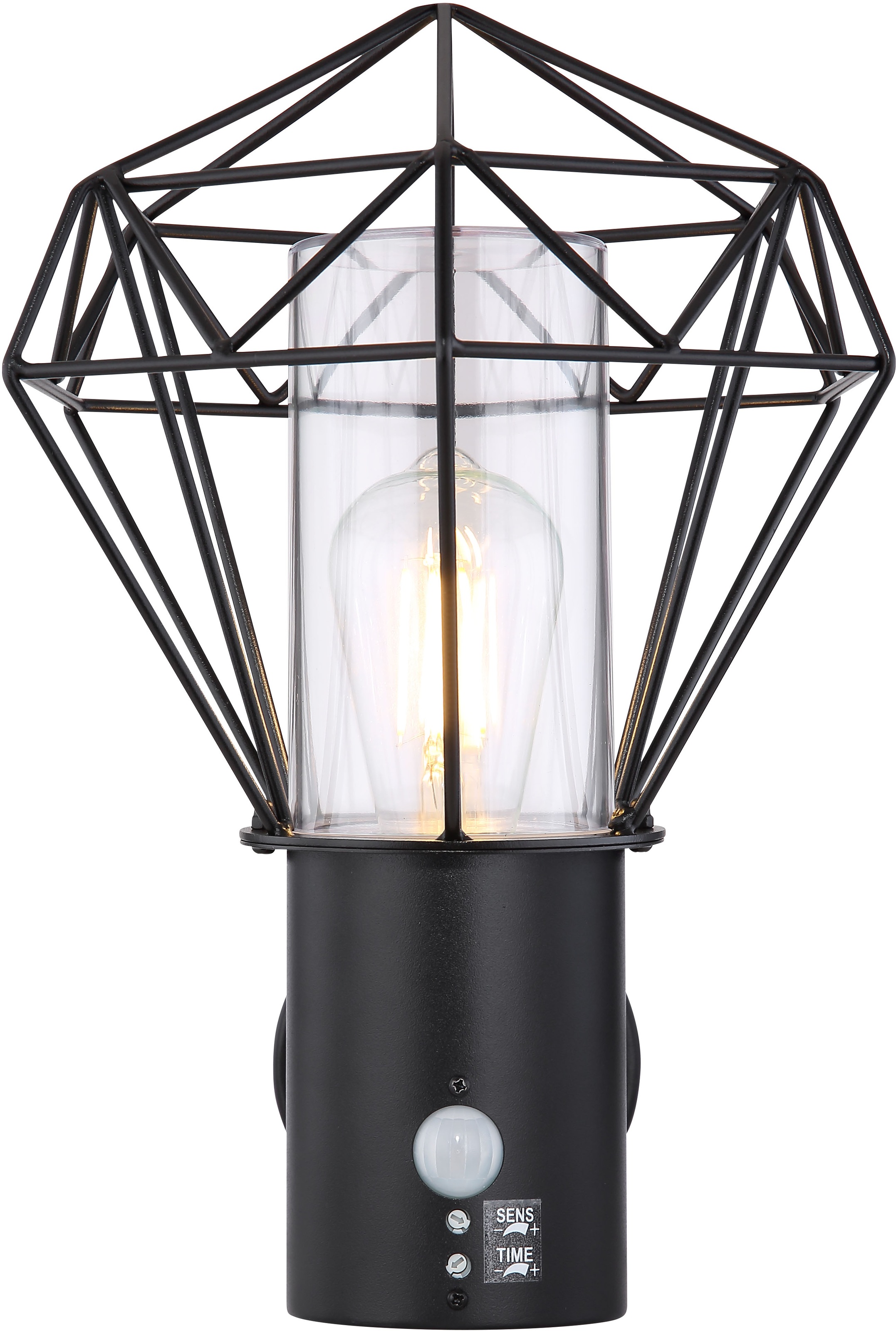GLOBO LIGHTING Außen-Wandleuchte »HORACE«, Leuchtmittel E27 | ohne Leuchtmittel, Außenlampe/Sensor/IP44/BxH: 225x340mm/schwarz
