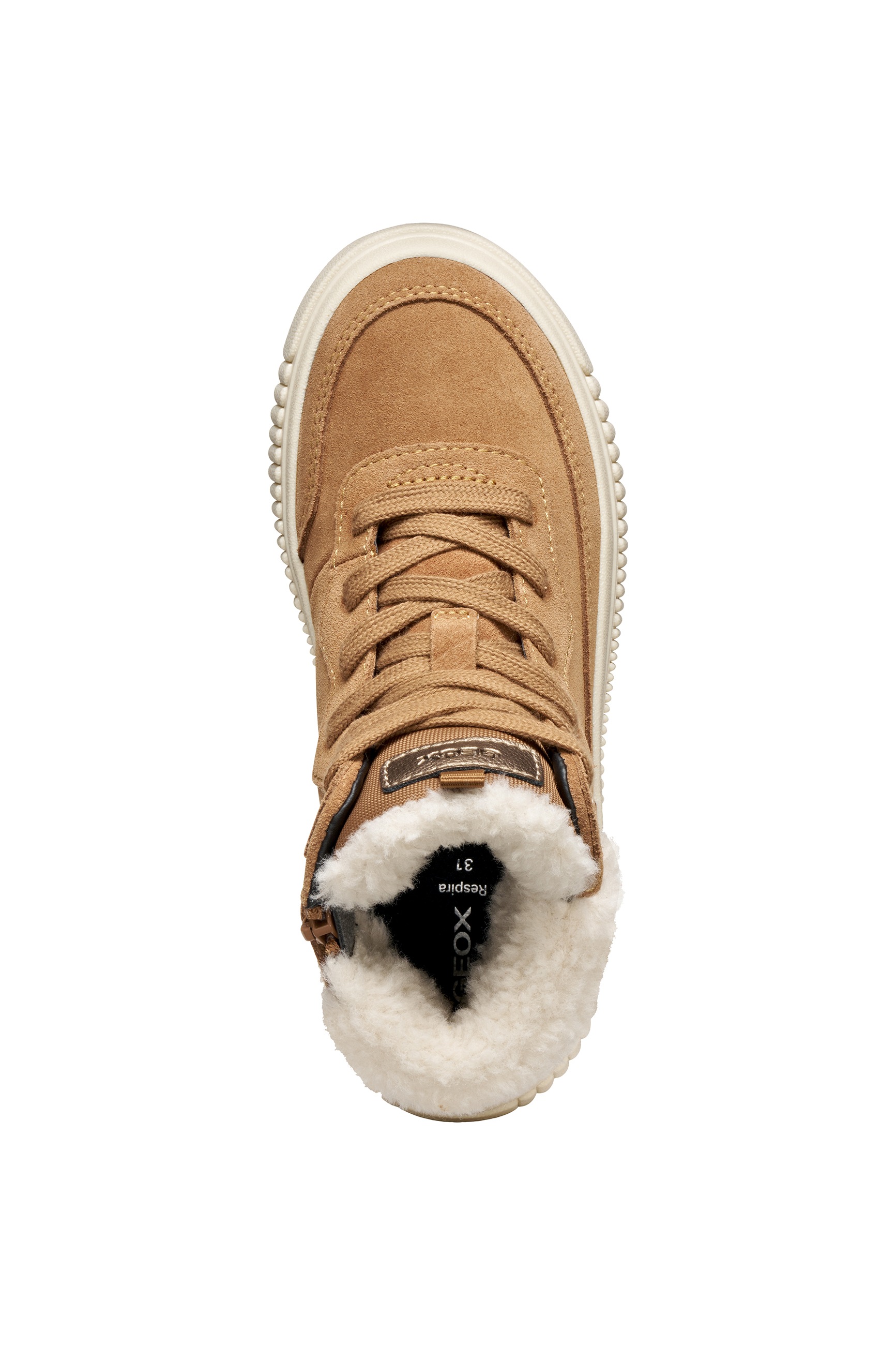 Geox Winterboots »J LAQUINNY GIRL WPF«  Schnürboots mit Teddy-Fellimitatbesatz und Warmfutter