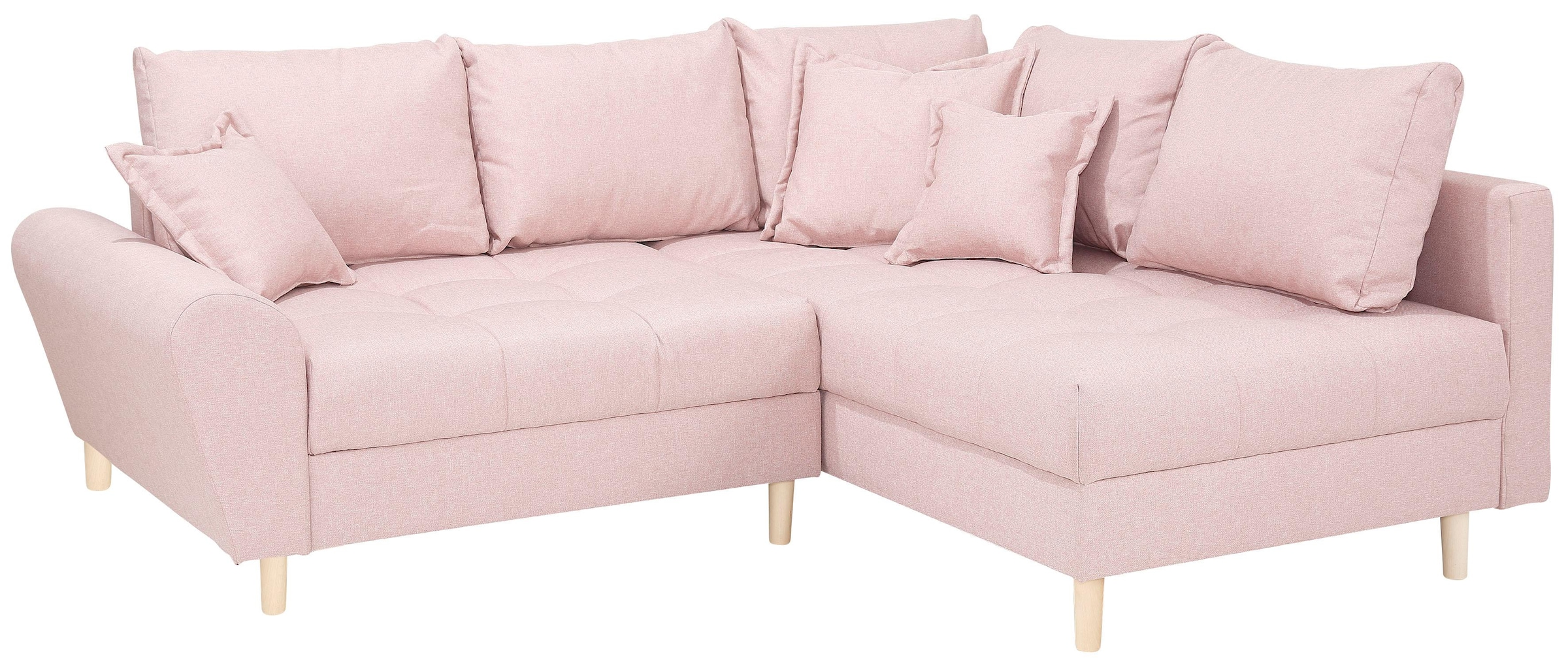 Home affaire Ecksofa »Rice L-Form inkl. Hocker«, (Set, mit Hocker), mit Bonnellfederkern, Hocker & Kissen, Ottomane beidseitig montierbar