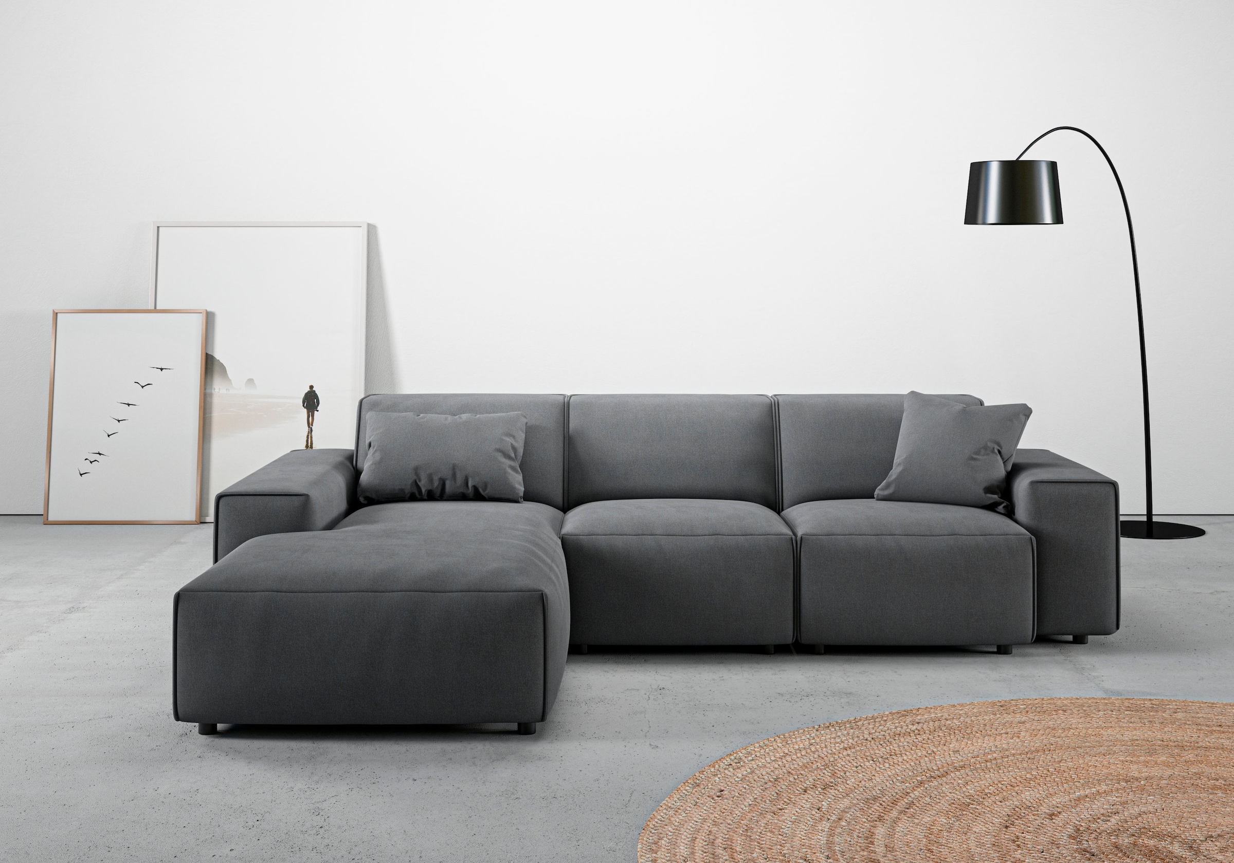 Home affaire Ecksofa "Glimminge L-Form auch in Breitcord, Feincord + Easy care-Bezug," Breite 264, Zierkissen