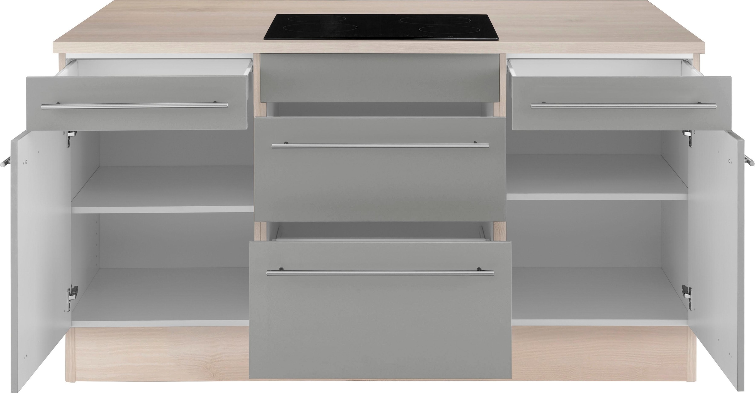 OPTIFIT Kücheninsel »Bern«, Stellbreite 160x95 cm mit höhenverstellbaren Füßen, mit Metallgriffen