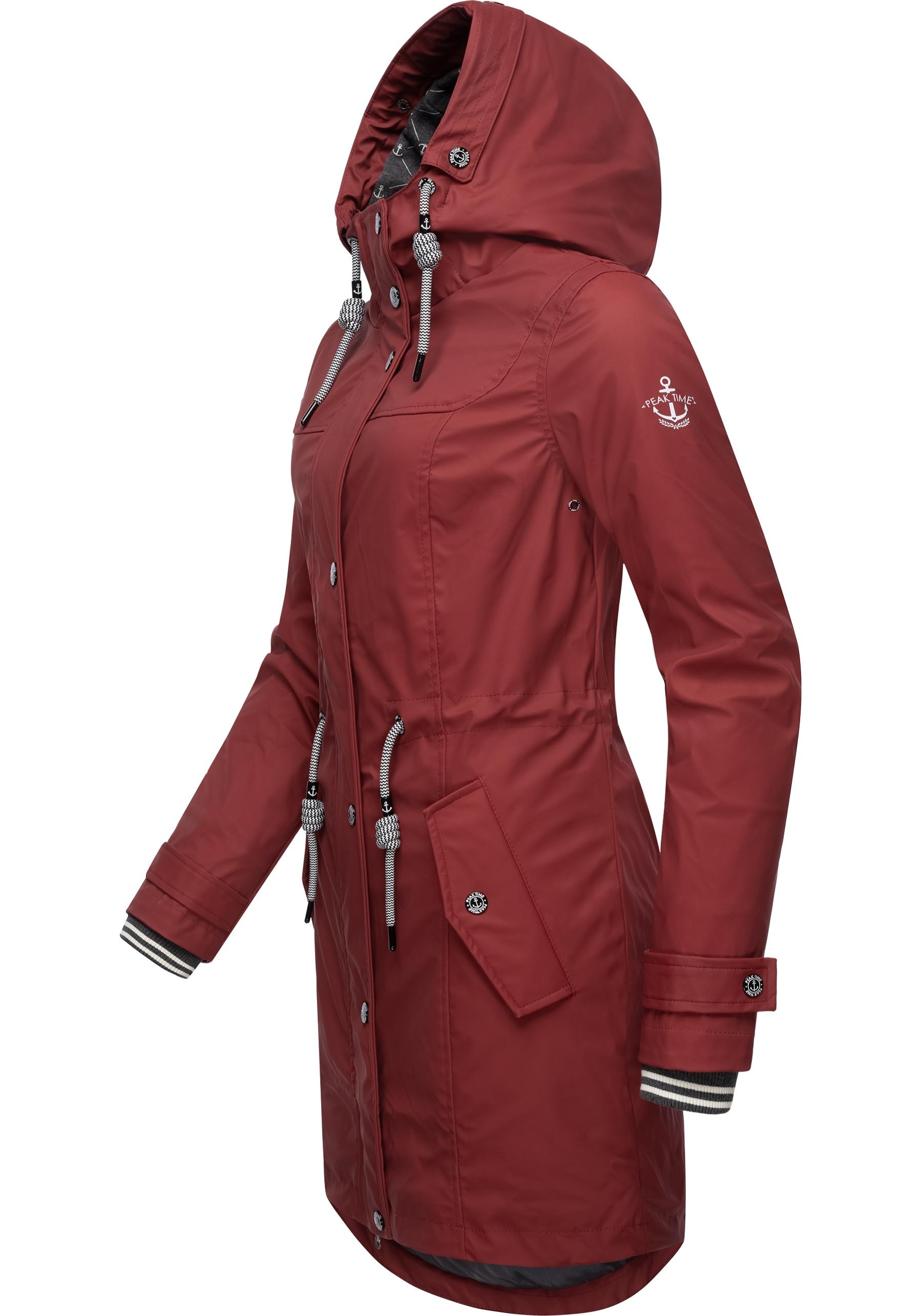 PEAK TIME Regenjacke "L60042" mit Kapuze stylisch taillierter Regenmantel f günstig online kaufen