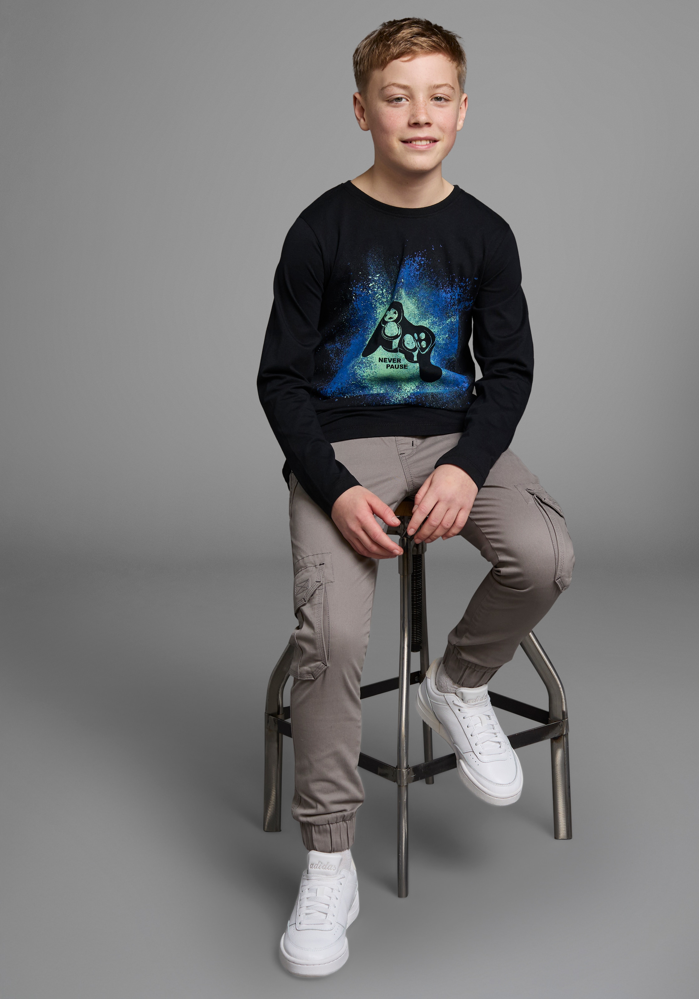 KIDSWORLD Langarmshirt »GAMER«, Gamer-Shirt Langarm, Basic-Passform, mit trendigem Aufdruck