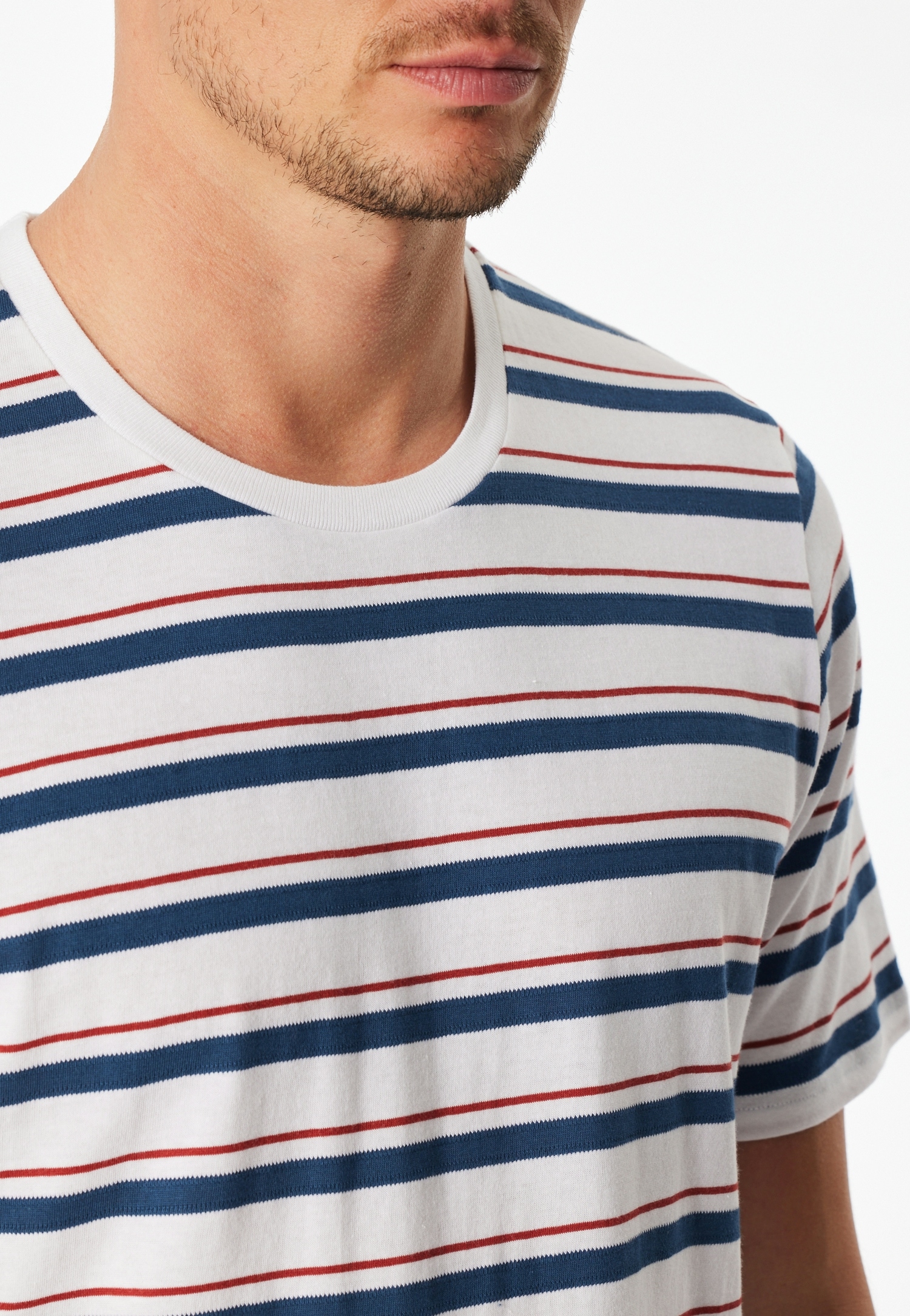 Schiesser Shorty »Casual Nightwear« 2 mit gestreiftem Oberteil, Rundhalsausschnitt und kurzen Ärmeln