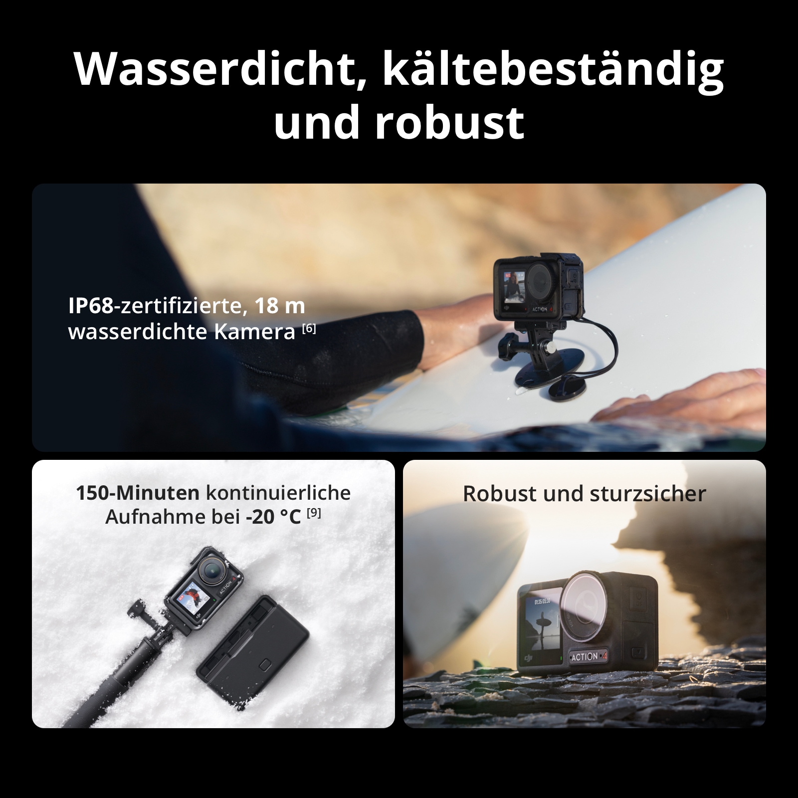 DJI Camcorder »Osmo Action 4 Adventure Combo« 4K Ultra HD Bluetooth