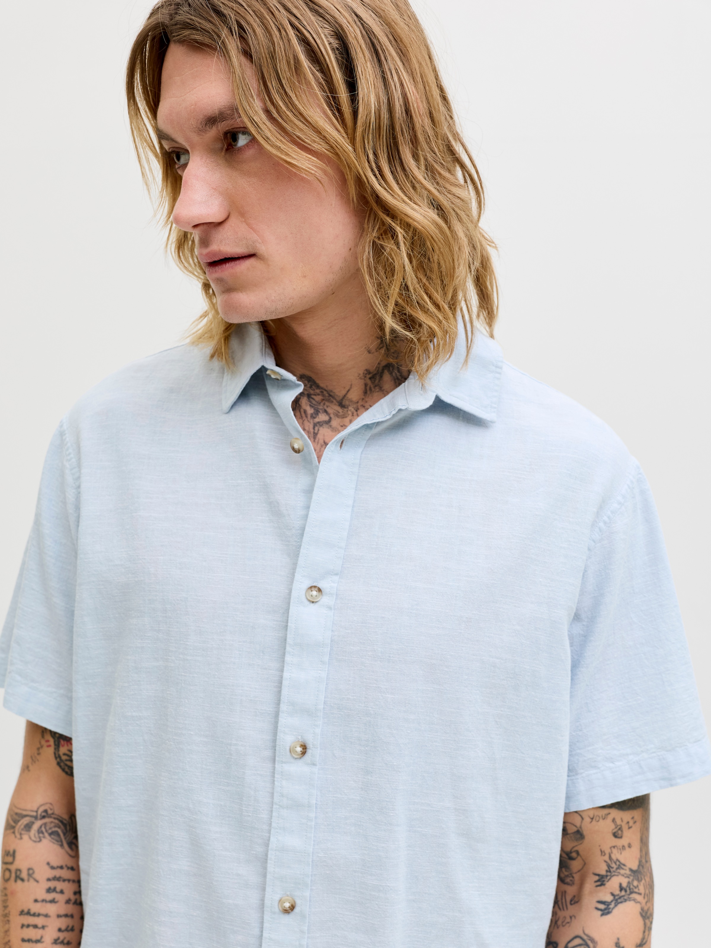 Jack & Jones Kurzarmhemd "JJESUMMER LINEN BLEND SHIRT S/S SN" Baumwolle mit günstig online kaufen