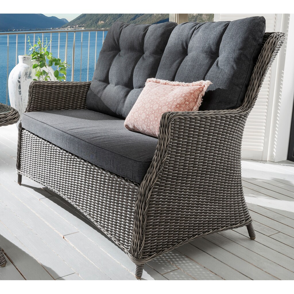 Destiny Garten-Essgruppe »CASA«, (Set, 13 tlg.), Polyrattan, 2 Sessel, 1 Tisch 120x70x65 cm und 2er Sofa