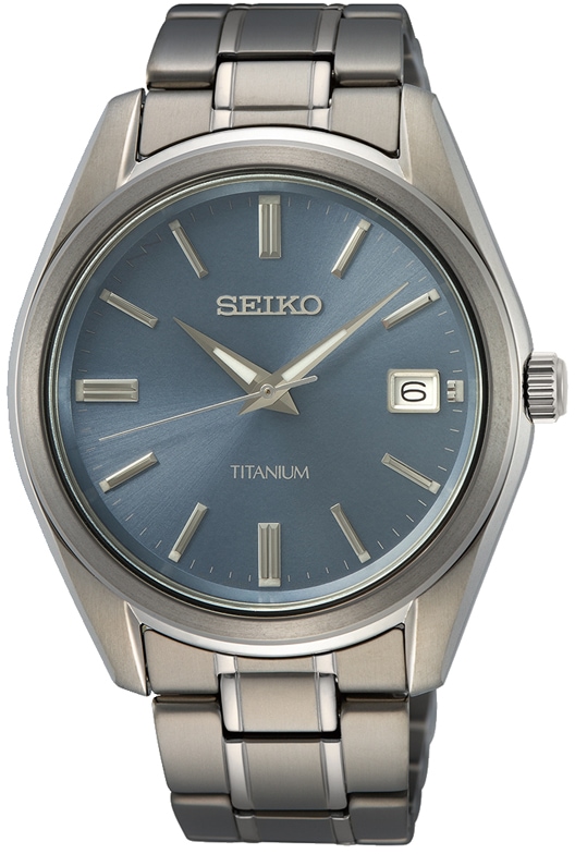 Seiko Quarzuhr »SUR371P1«, Armbanduhr, Herrenuhr, Titan, Datum, Saphirglas