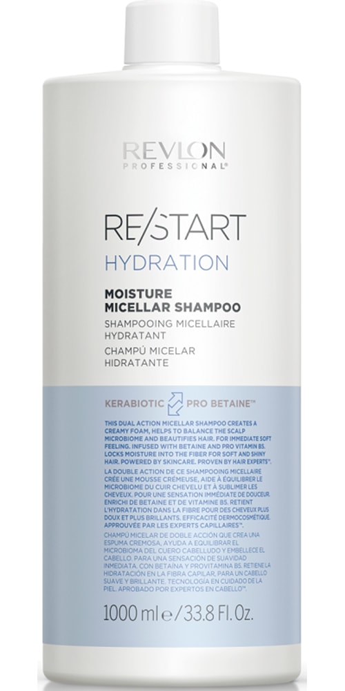 Kinder Haarshampoo "Re/Start HYDRATION Moisture Micellar Shampoo 1000 ml", 1.000ml, blau, REVLON PROFESSIONAL, Haarpflegemittel, Bringt Glanz und