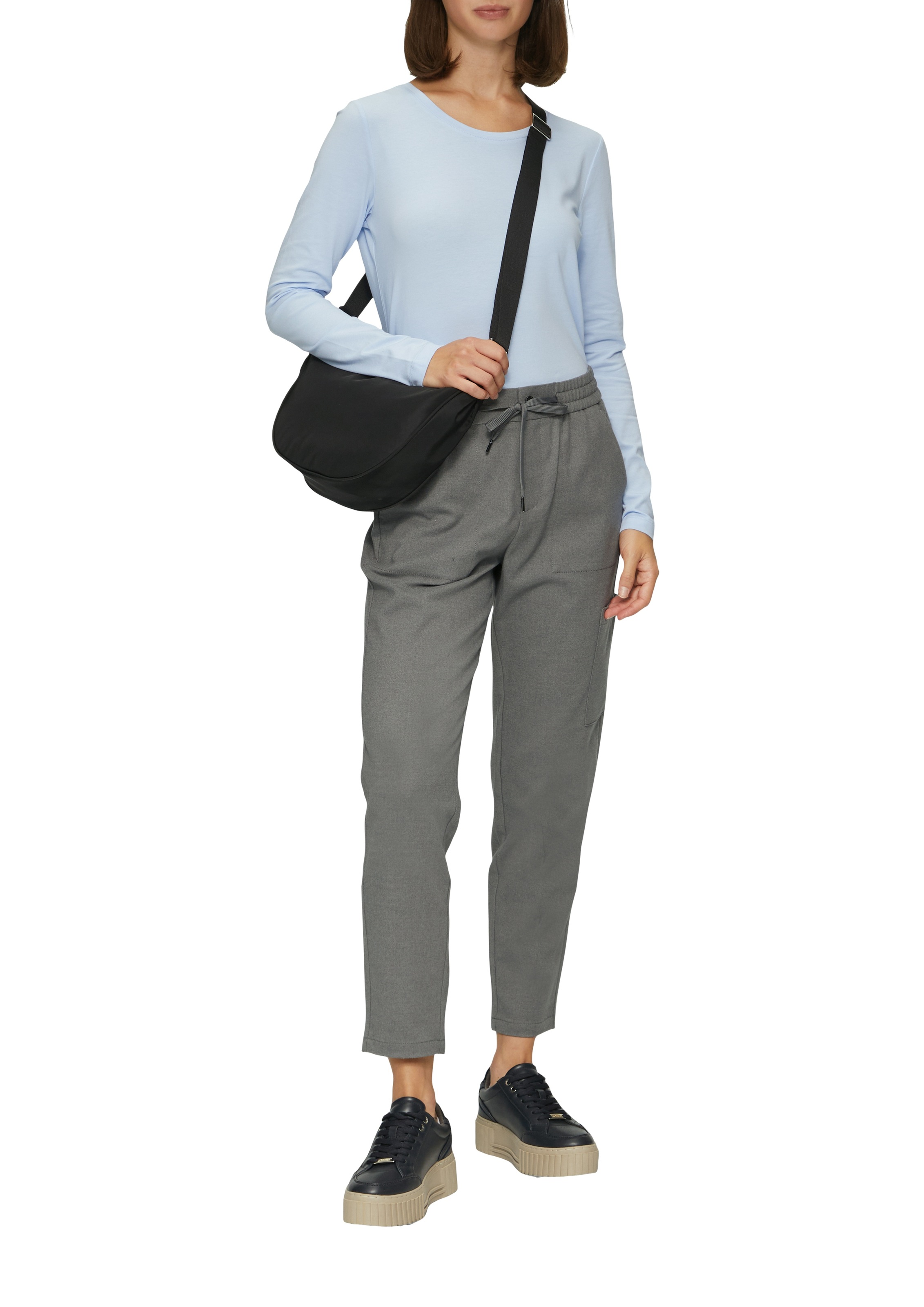 s.Oliver Stoffhose, Sommerhose mit Gummizug und Bindeband