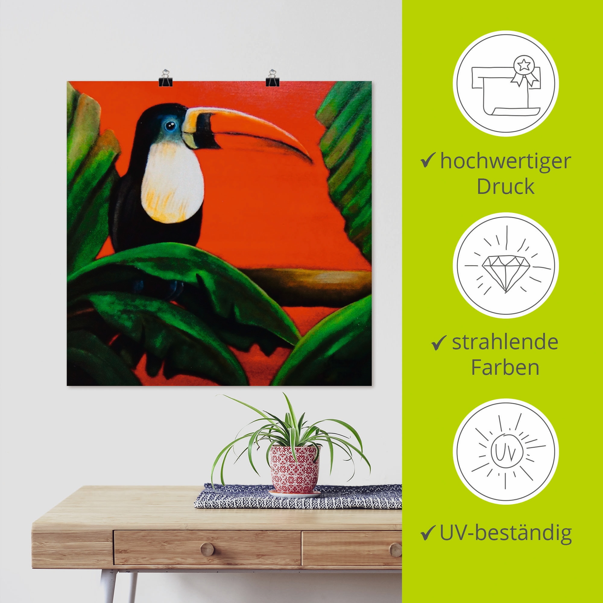 Artland Wandbild »Tukan«, Vögel, (1 St.), als Poster, Wandaufkleber in verschied. Größen