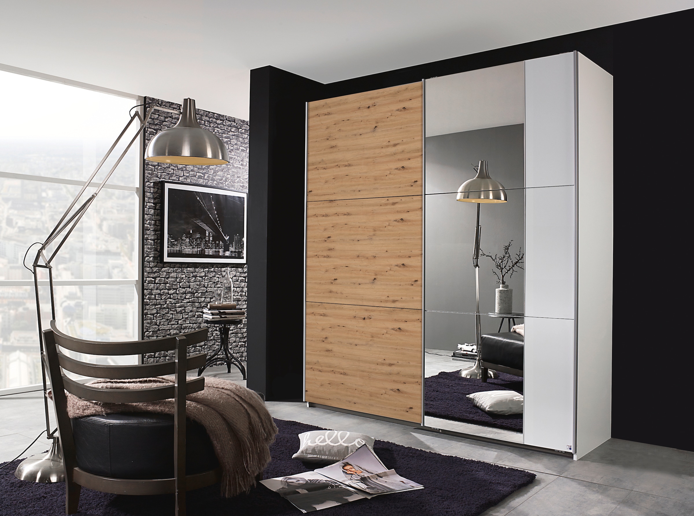 rauch Schwebetürenschrank »Kleiderschrank Garderobe TOPSELLER AURELIO mit 3 Ausstattungsvarianten«, 3 verschiedene Ausstattungsvarianten Griffe aus Metall MADE IN GERMANY