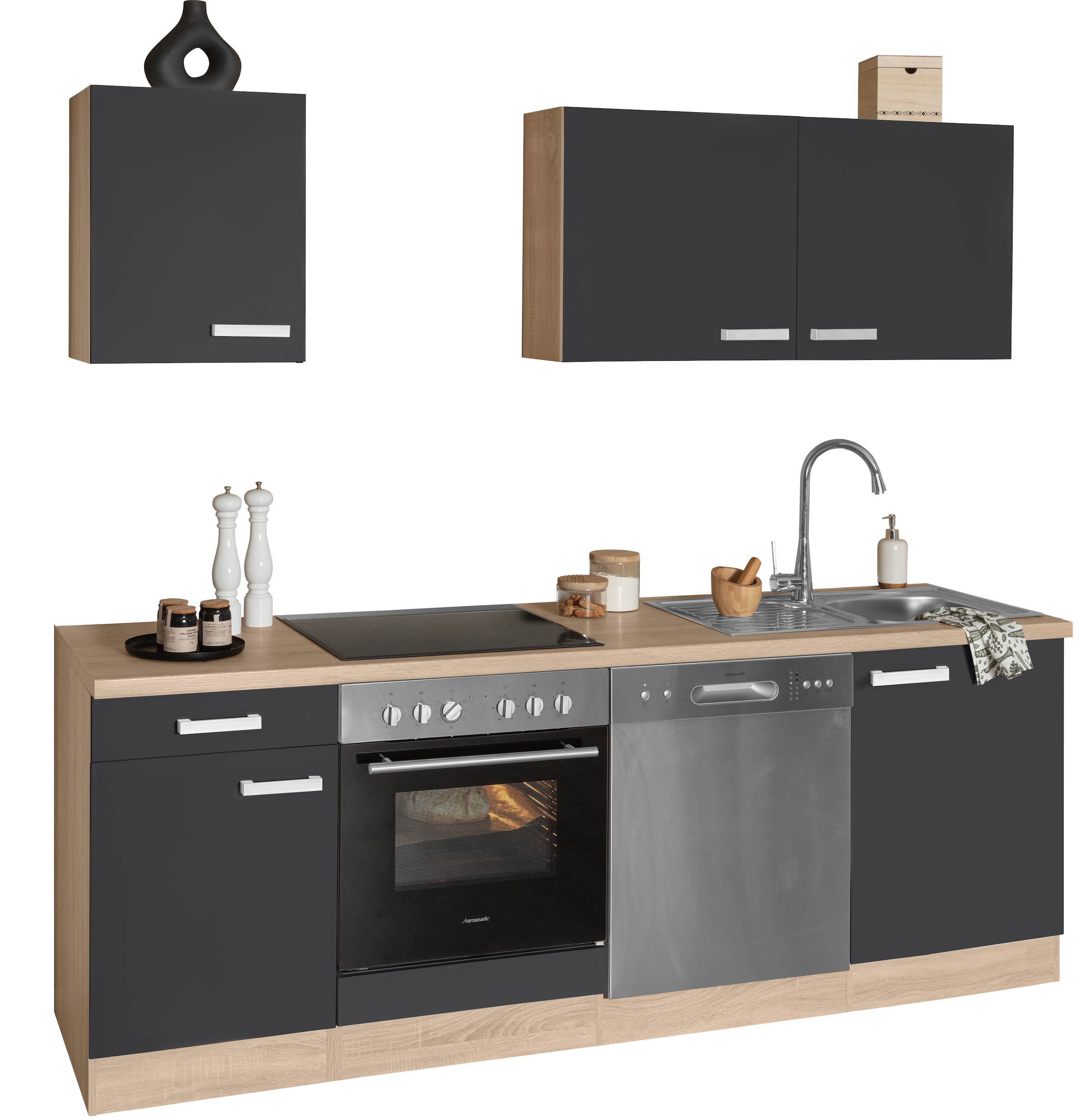 OPTIFIT Küchenzeile »Leer«, Breite 210 cm, mit Hanseatic-E-Geräten  bestellen | BAUR | Küchenzeilen mit Geräten