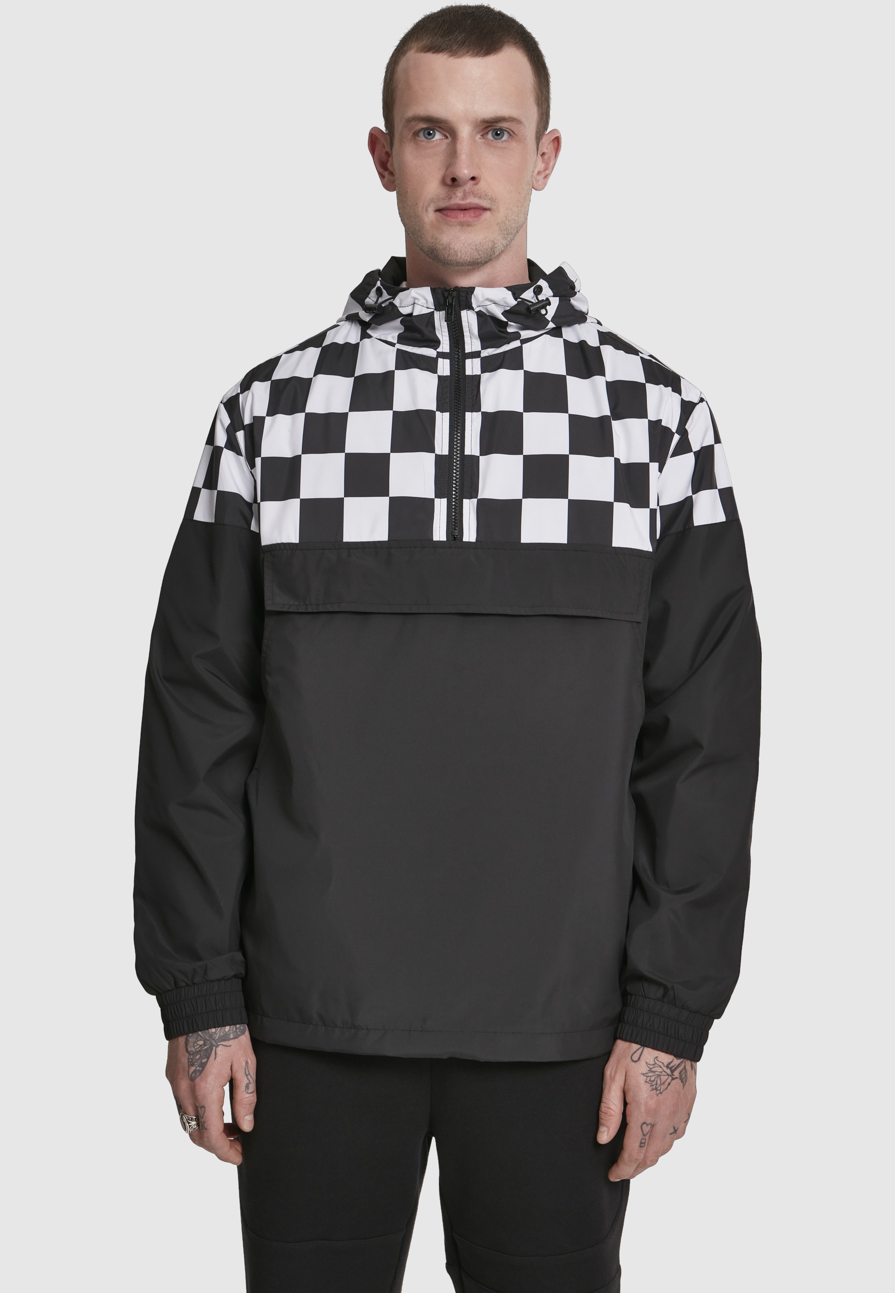 URBAN CLASSICS Langmantel »Urban Classics Herren Check Pull Over Jacket«