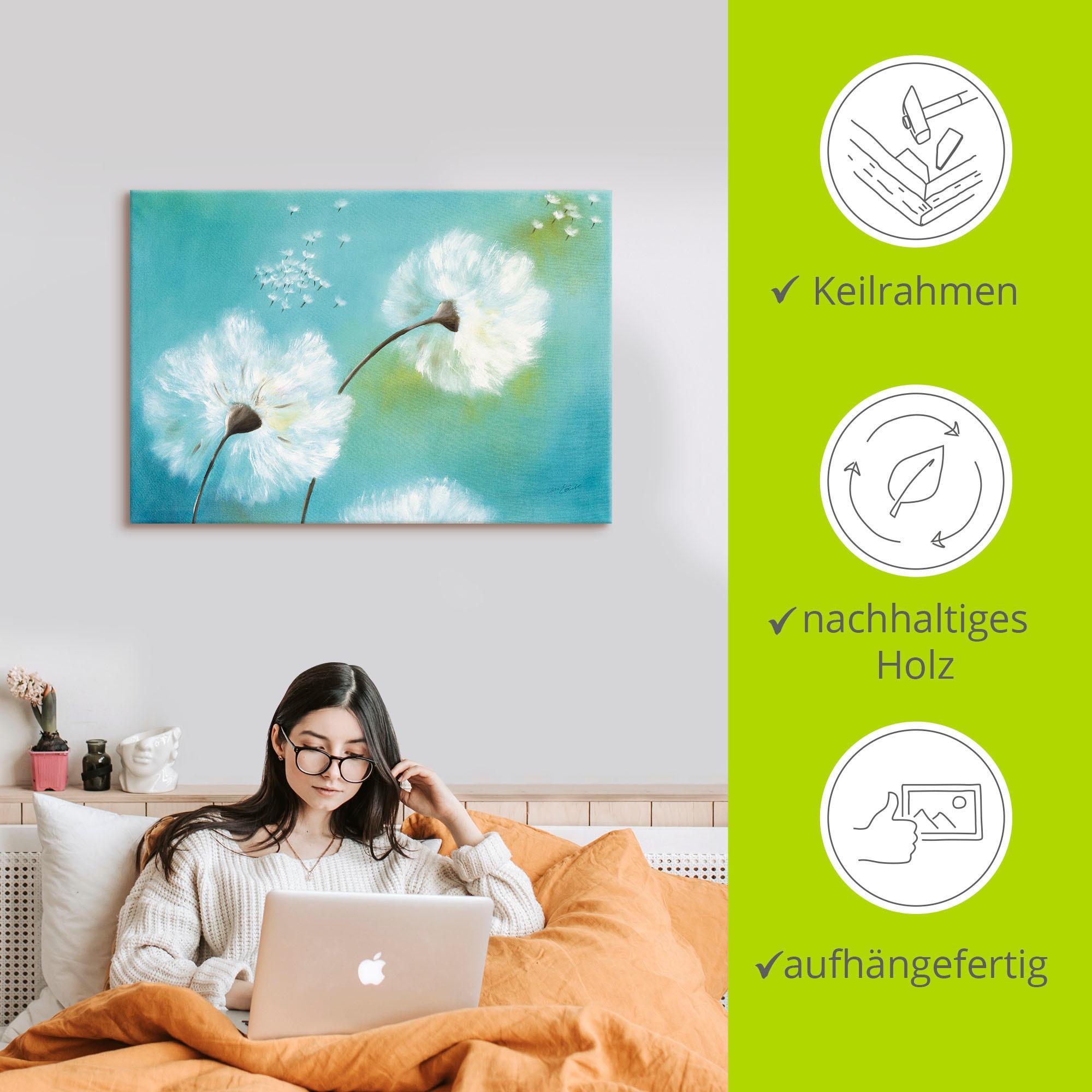 Artland Wandbild »Pusteblumen«, Blumen, (1 St.), als Alubild, Outdoorbild, Leinwandbild, Poster, Wandaufkleber