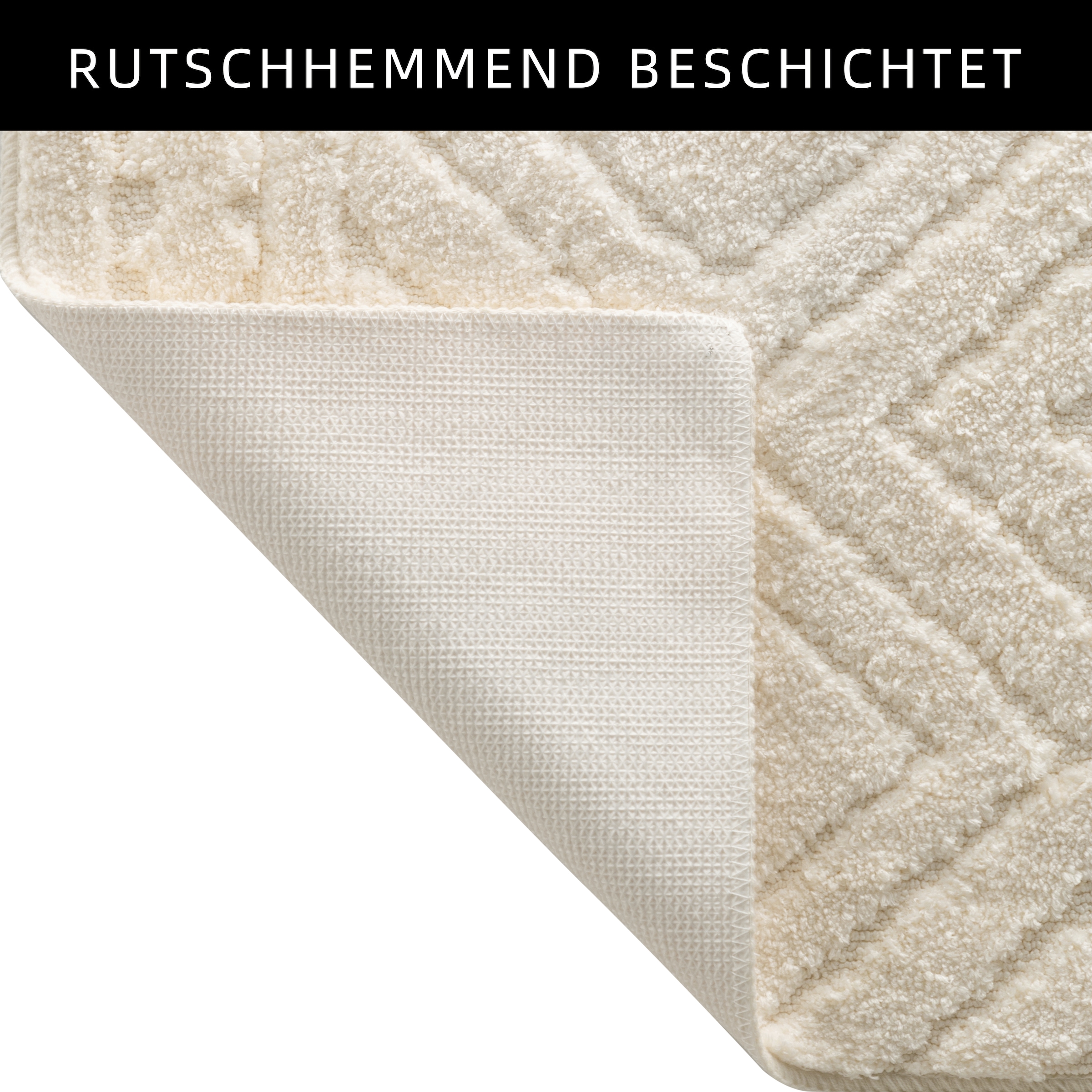 my home Badematte »Louvres, Badvorleger, Badezimmer Teppich, Duschvorleger«, schnell trocknend, Badteppich, Uni Farben, Hoch-Tief Effekt, Boho-Style