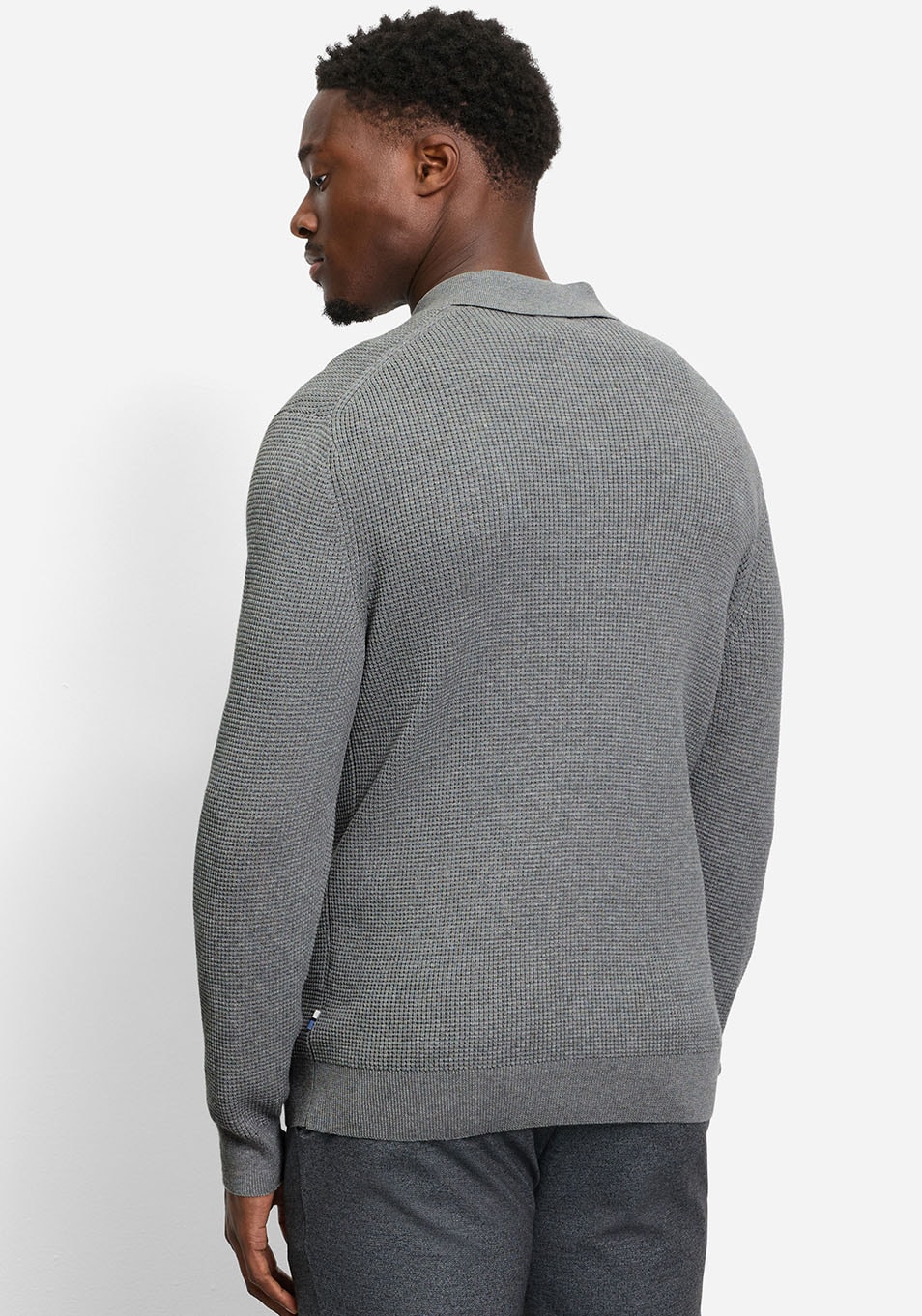 OLYMP Polokragenpullover »Waffle Structure Pullover«, strukturiert, unifarben, regular fit, Strick