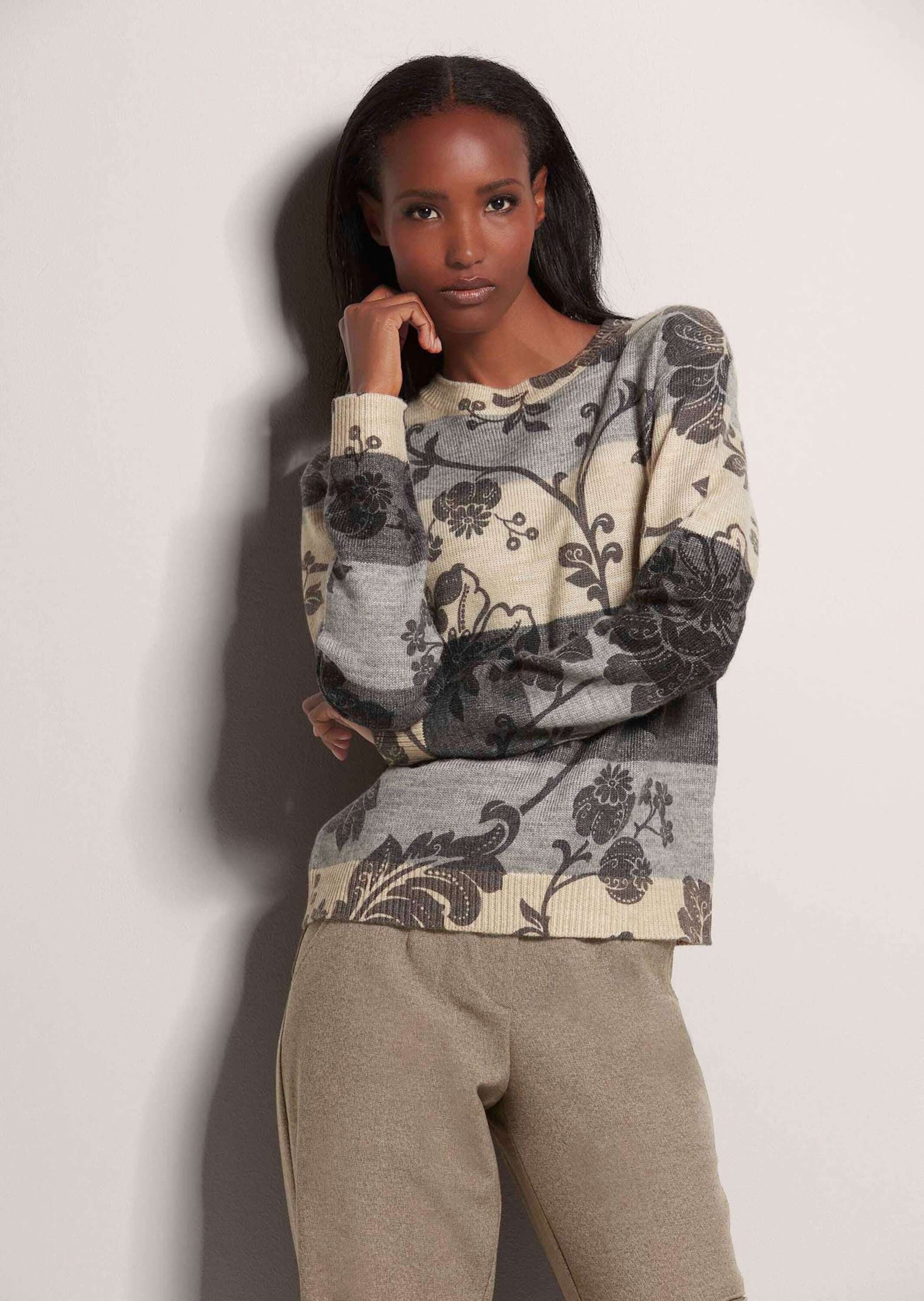 MADELEINE Longpullover »Pullover Rundhals-Pullover im Muster-Mix«