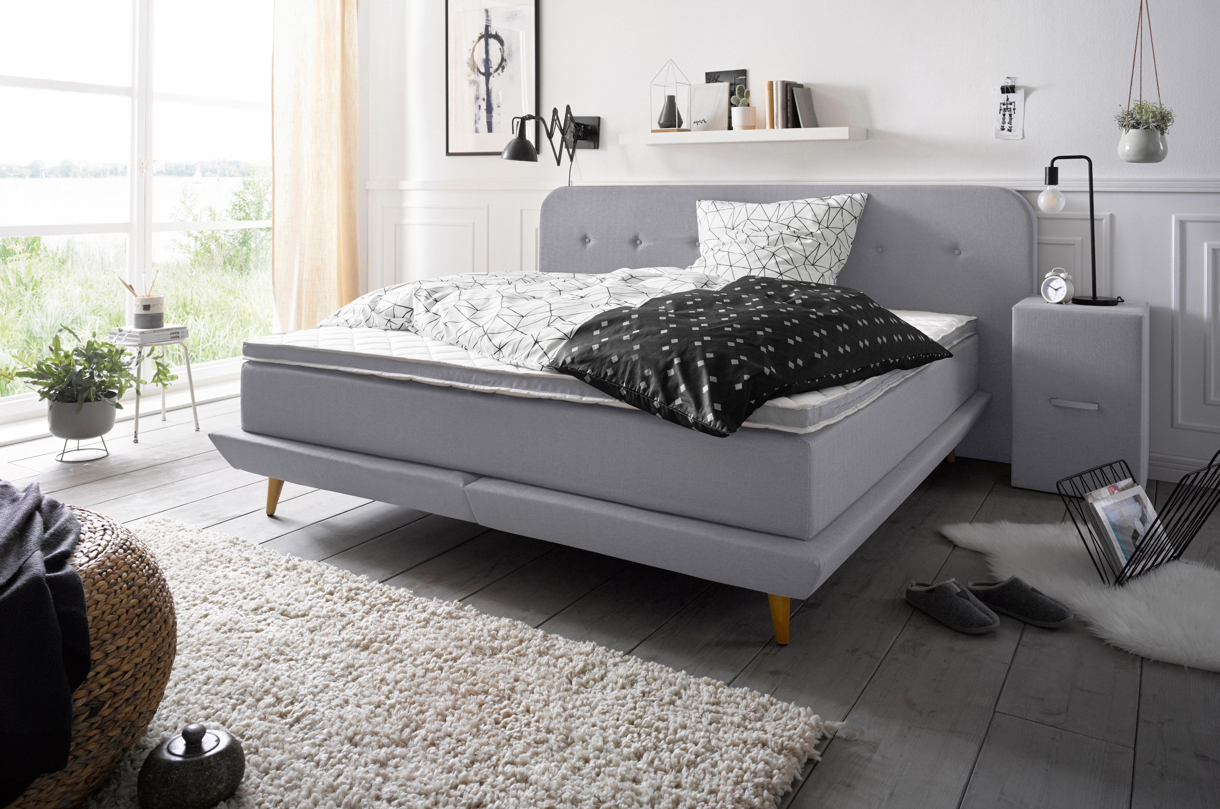 andas Boxspringbett »Premium«, Steppung mit Knopfheftung, inkl. Topper