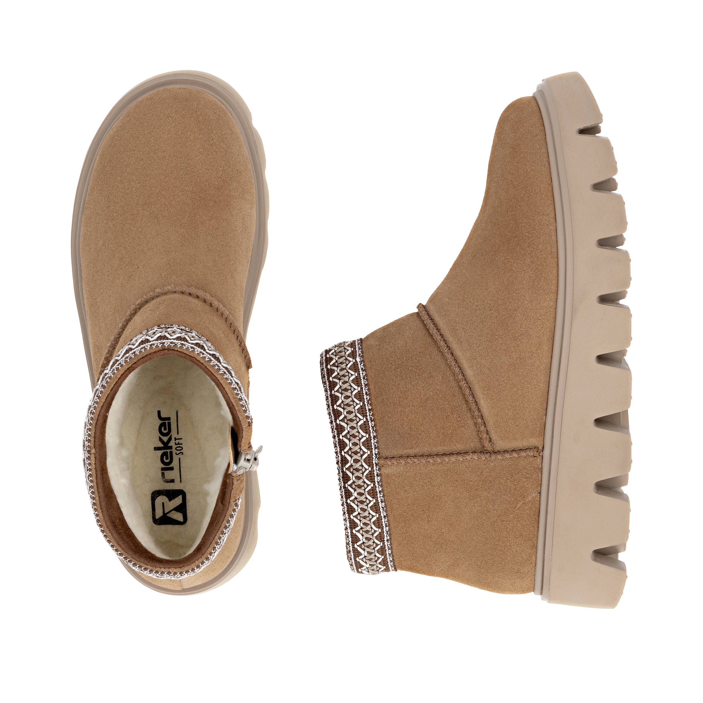 RIEKER Sport Winterboots  Plateauboots, Stiefelette mit Textileinfass im Ethno-Look