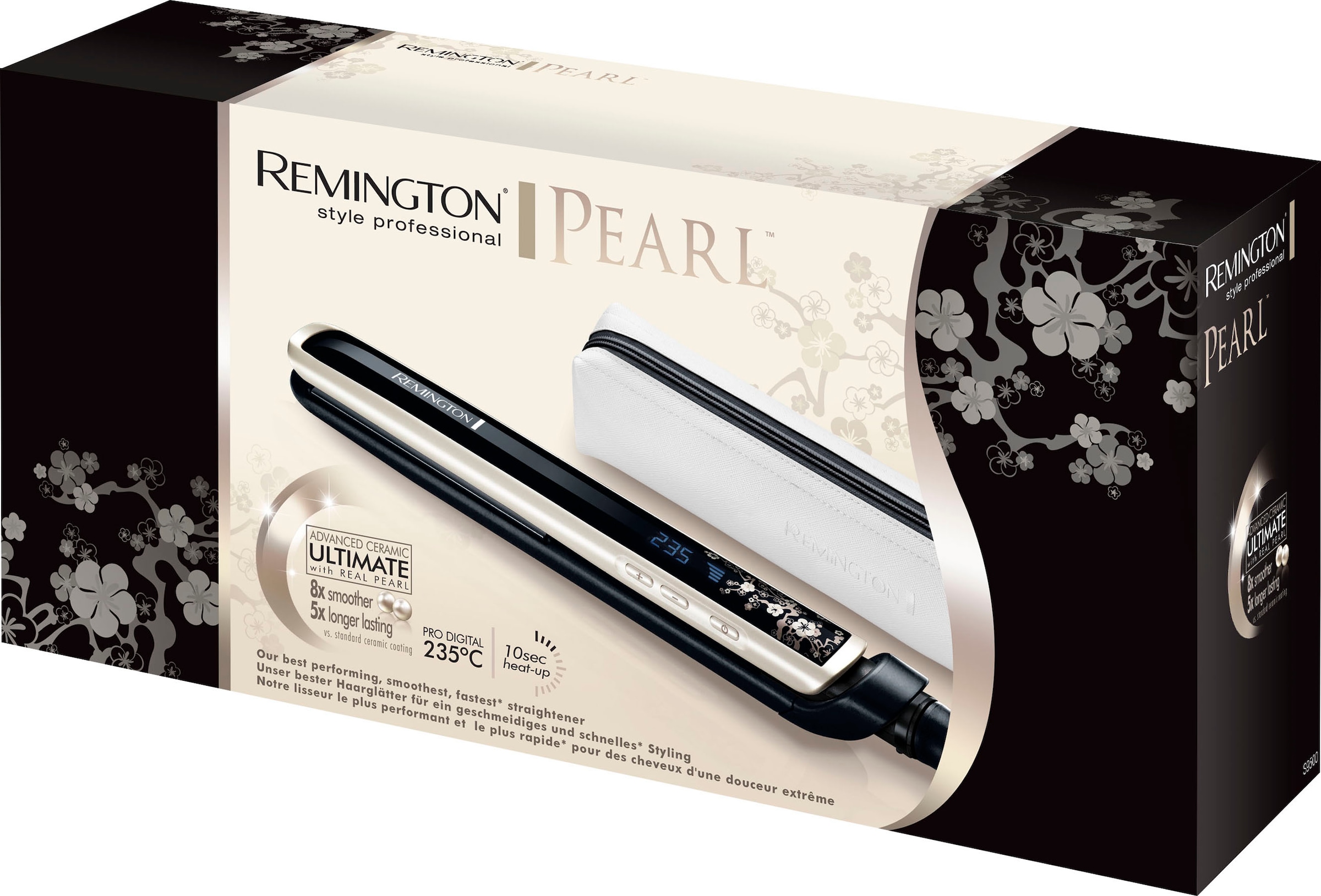 Remington Glätteisen »Pearl S9500«, Keramik, 10 Sek. mit Perlen, | echten per BAUR Aufheizzeit Rechnung Keramikbeschichtung