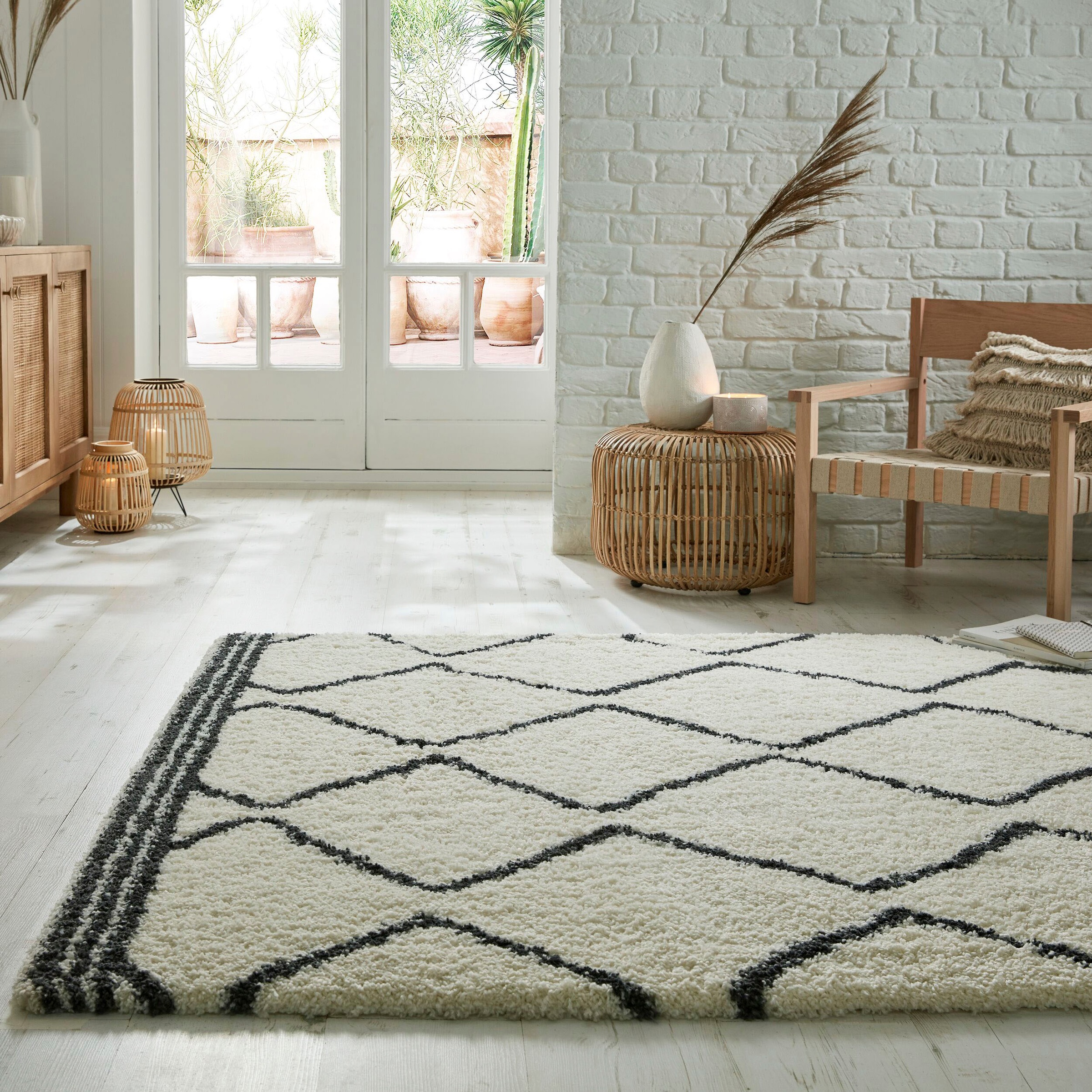 FLAIR RUGS Hochflor-Teppich "RIAD" rechteckig 40 mm Höhe Berber Muster günstig online kaufen