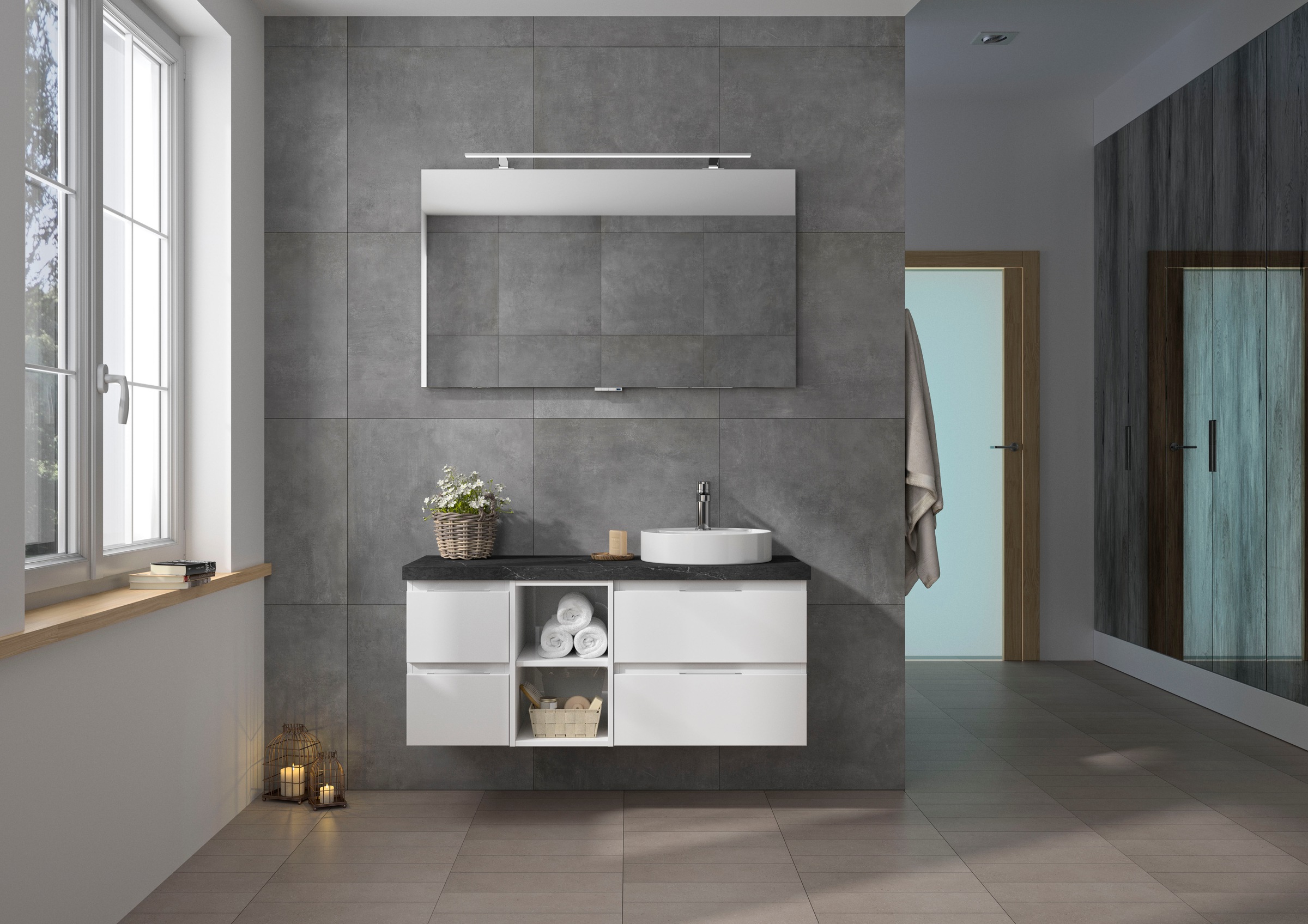 Saphir Badmöbel-Set "Serie 4035 2-teilig, Keramik-Aufsatzbecken mit LED-Spi günstig online kaufen