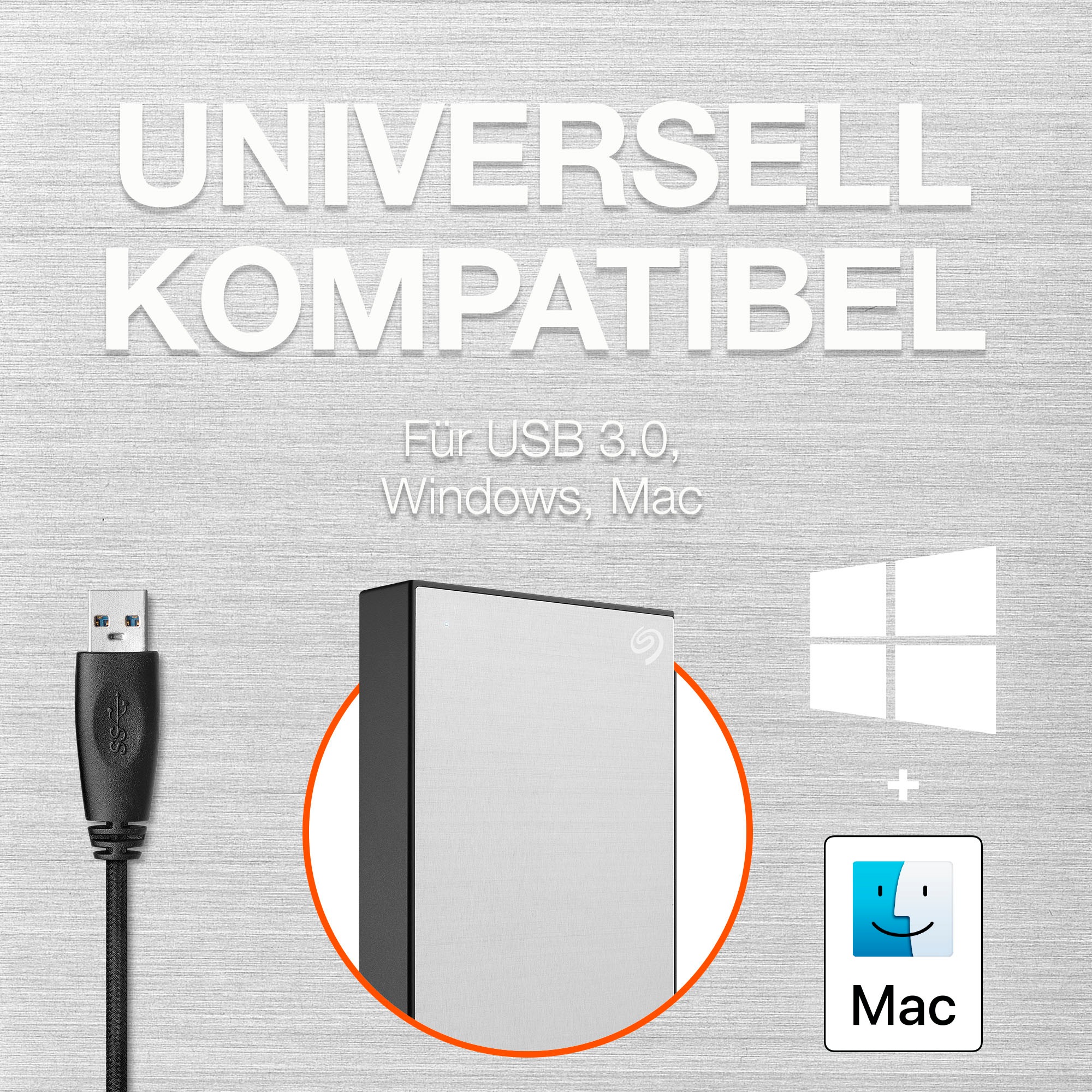 Seagate externe HDD-Festplatte »One Touch Portable Inklusive 2,5 Services | 3.2, BAUR Anschluss Recovery Drive Jahre 2 Data Rescue Silver«, Zoll, - 5TB USB