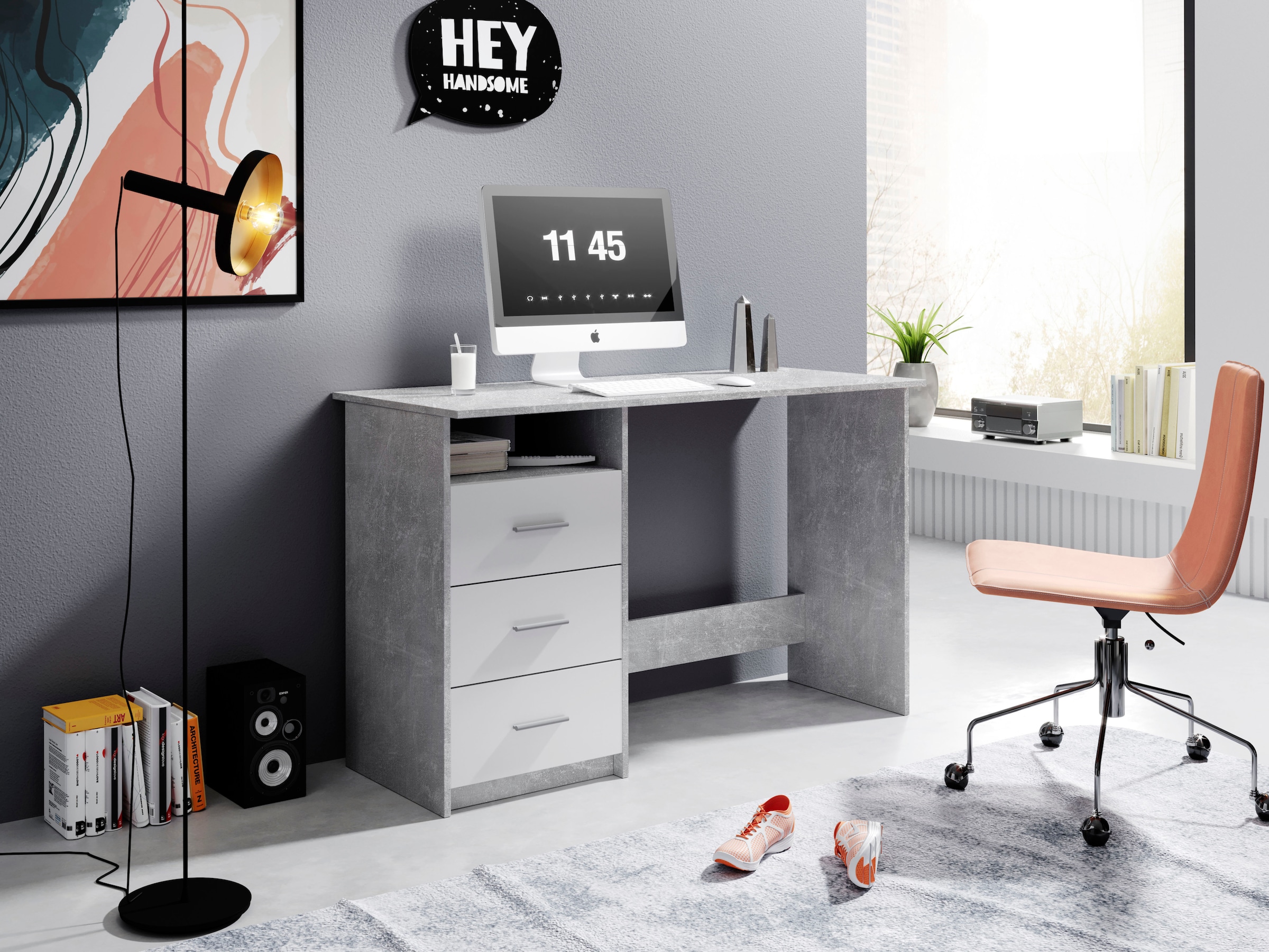 BEGA OFFICE Schreibtisch »Adria«, mit Schubkästen | links oder abschließbar, montierbar Rechts BAUR Schubkasten
