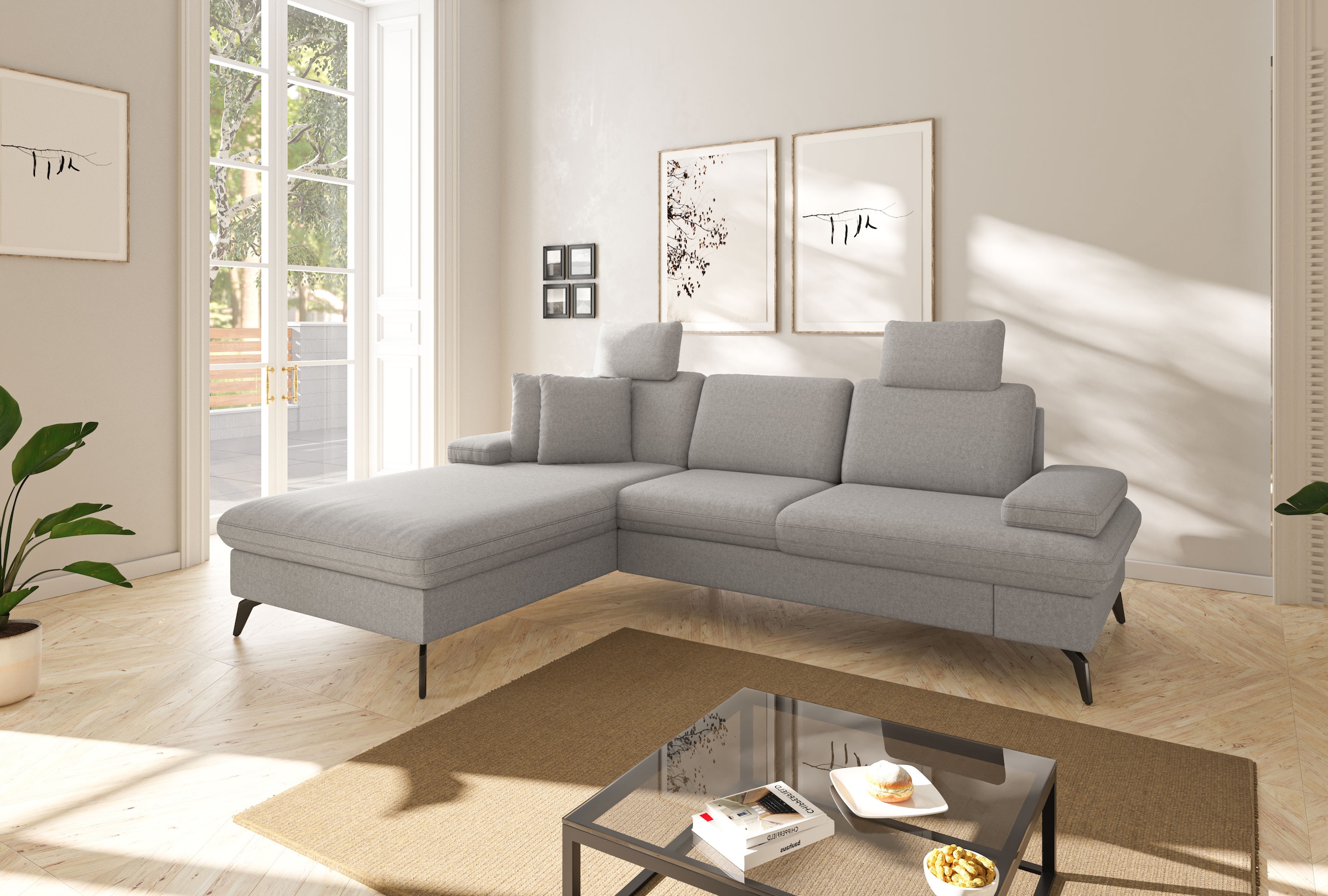 sit&more Ecksofa »Morris Jubi, L-Form«, inkl. Armteilfunktion und 1 Zierkissen, wahlweise mit Bettfunktion