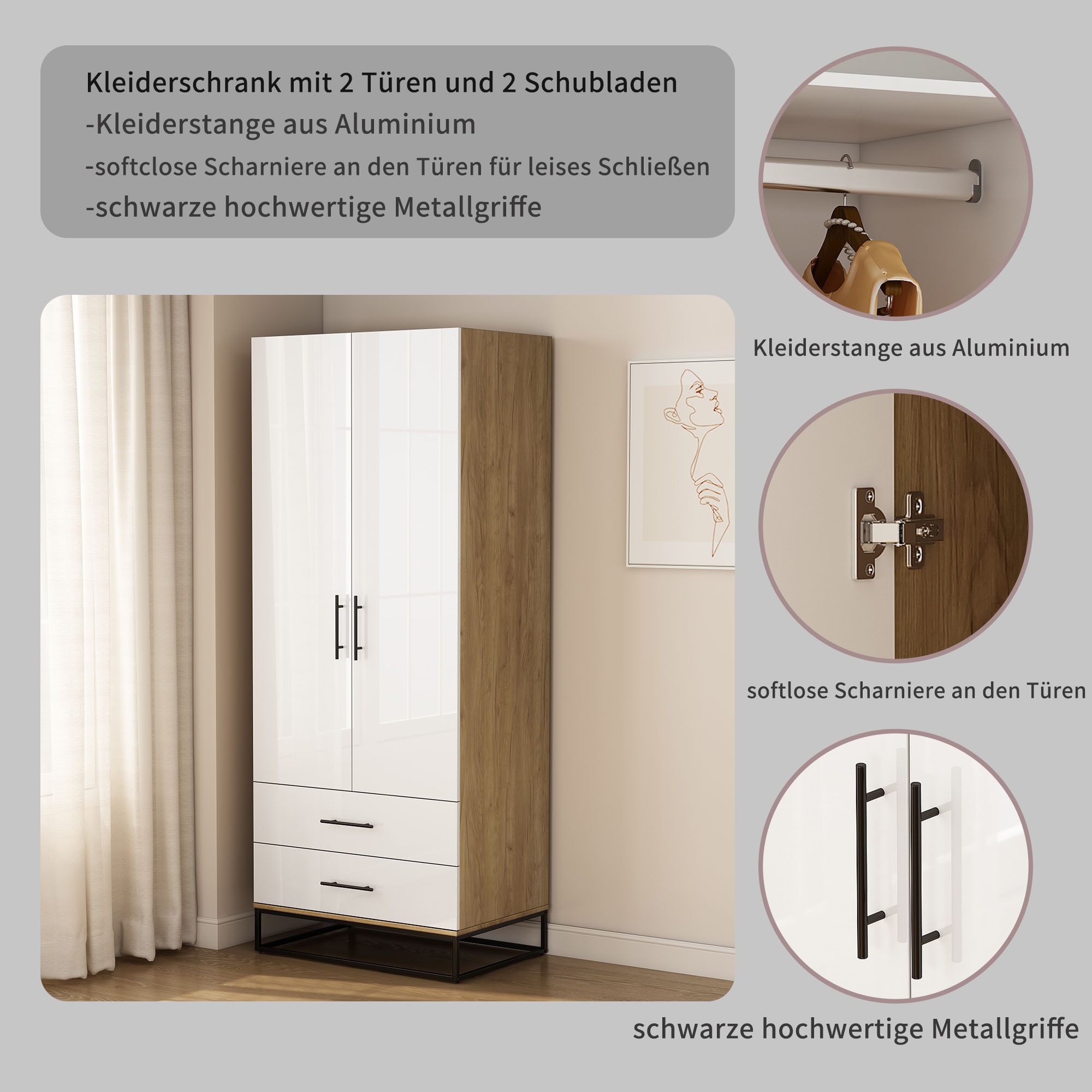 OTTO home Kleiderschrank »Lucca Schlafzimmerschrank Garderobe hochglanz Bestseller«