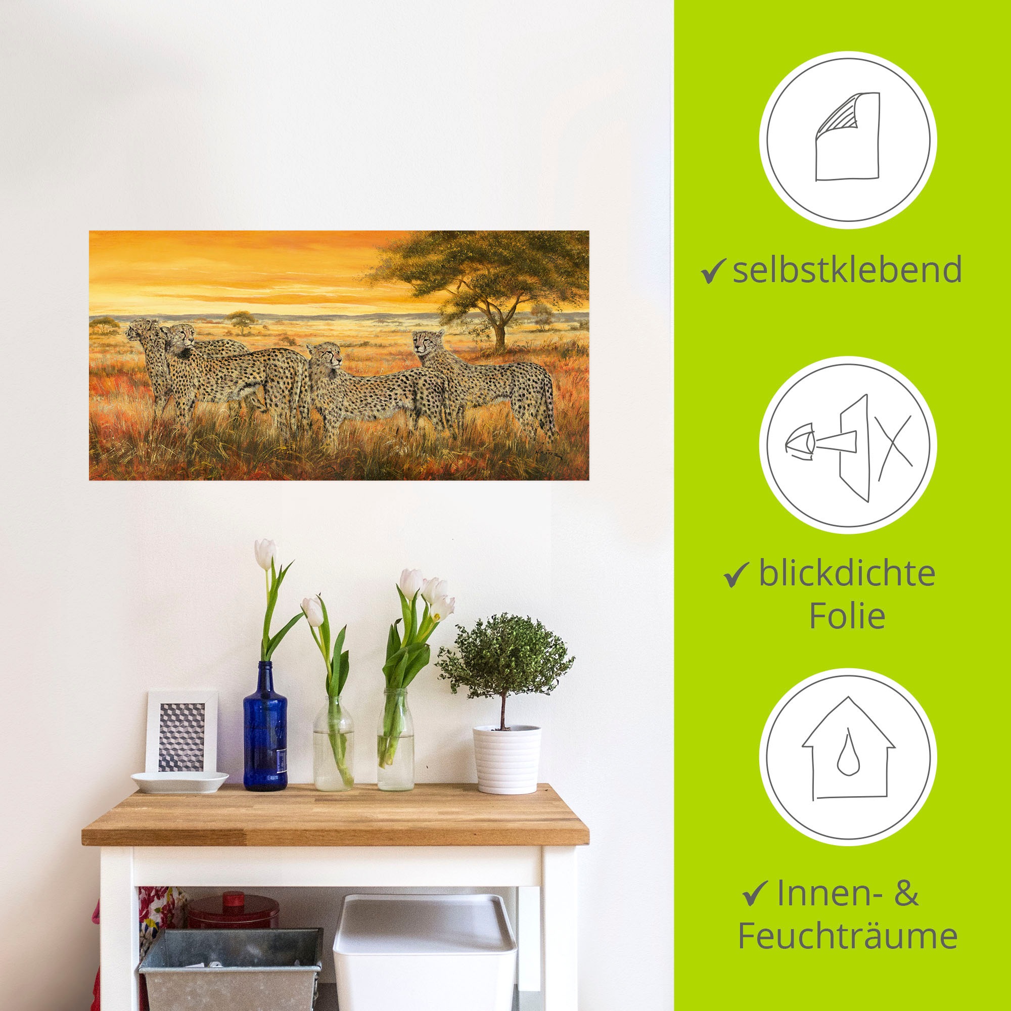Artland Wandbild »4 Geparden«, Wildtiere, (1 St.), als Leinwandbild, Wandaufkleber in verschied. Größen