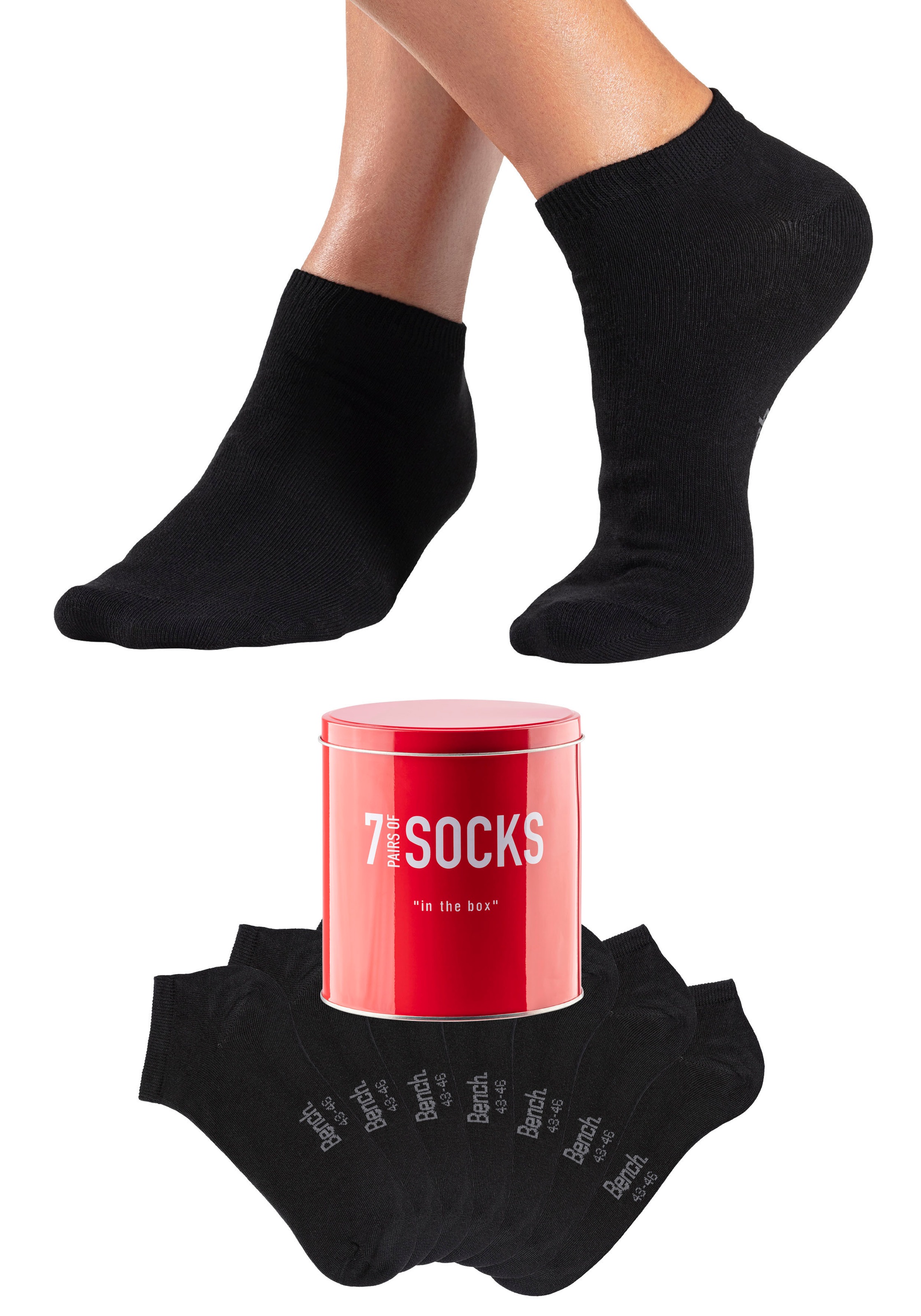 Bench. Sneakersocken, (Dose, 7 Paar), verpackt in der Dose