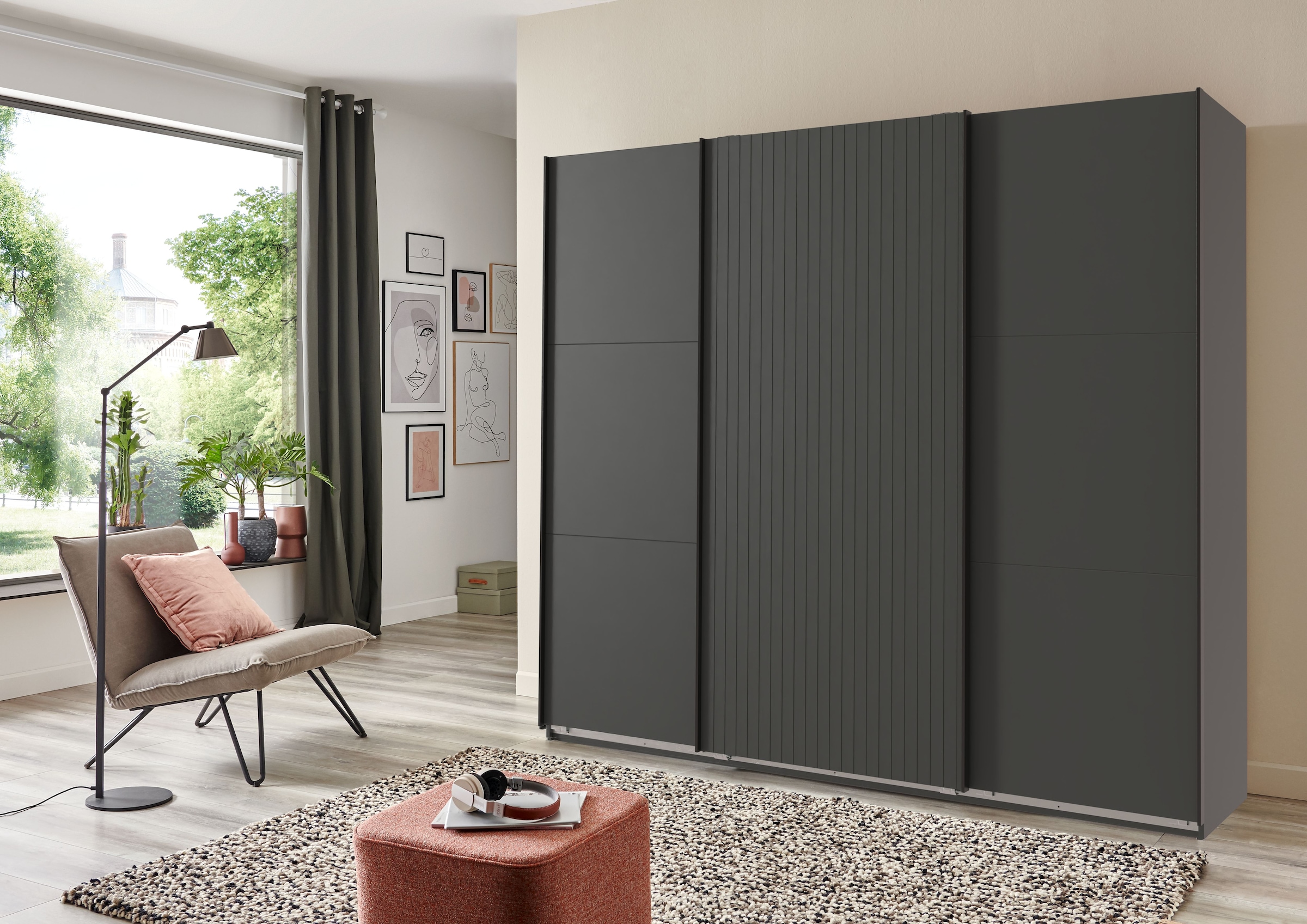 Wimex Schwebetürenschrank »Andorra by fresh to go«, Mit 3D-Leisten für Akustikpaneel-Optik