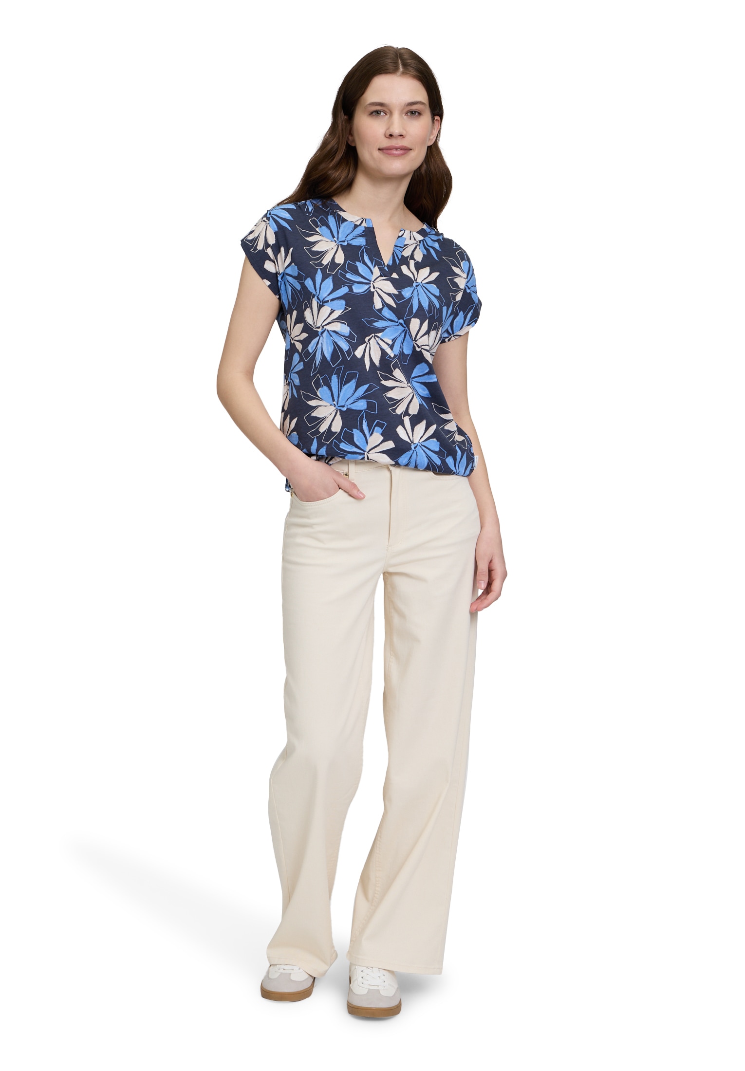 Betty&Co Kurzarmshirt »Betty & Co Casual-Shirt mit Tunnelzug«, (1 tlg.), Druck