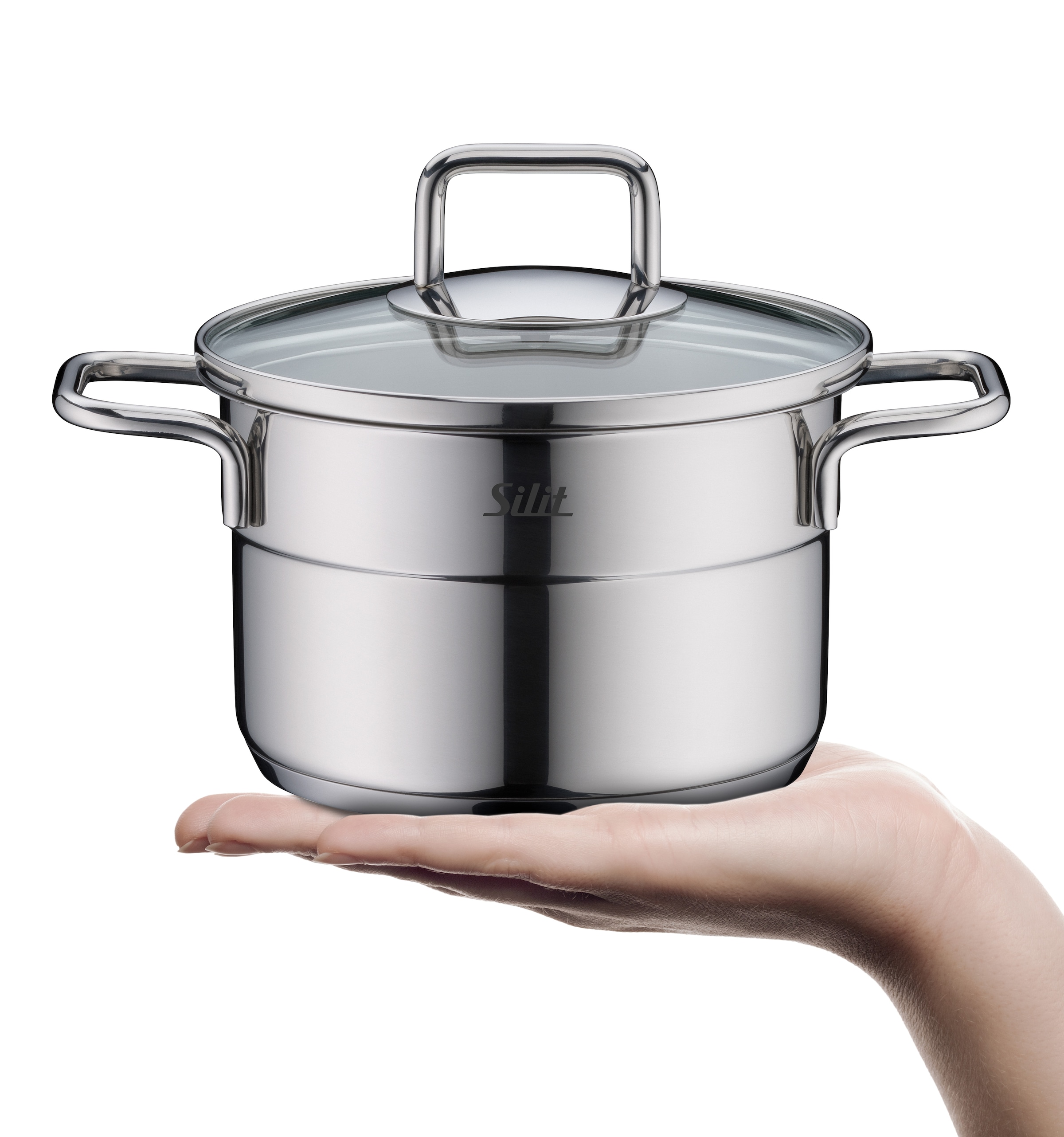 Silit Topf-Set »Extra Cook«, Edelstahl 18/10, (Set, 8 tlg., 4-teiliges Mini-Topf-Set), SiliTherm Universalboden, induktionsgeeignet, spülmaschinengeeignet