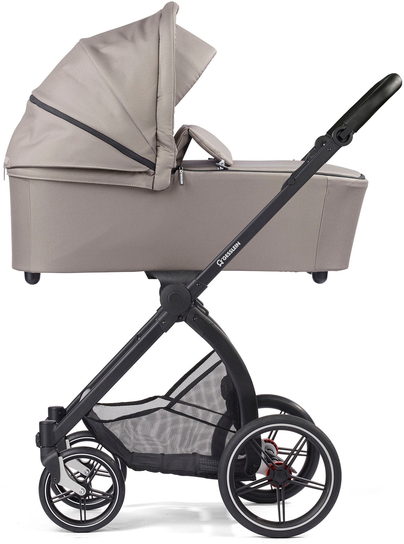 Gesslein Kombi-Kinderwagen »FX4 Soft+ mit Aufsatz Classic schwarz/schwarz, steingrau«, mit Babywanne Cx3 und Babyschalenadapter