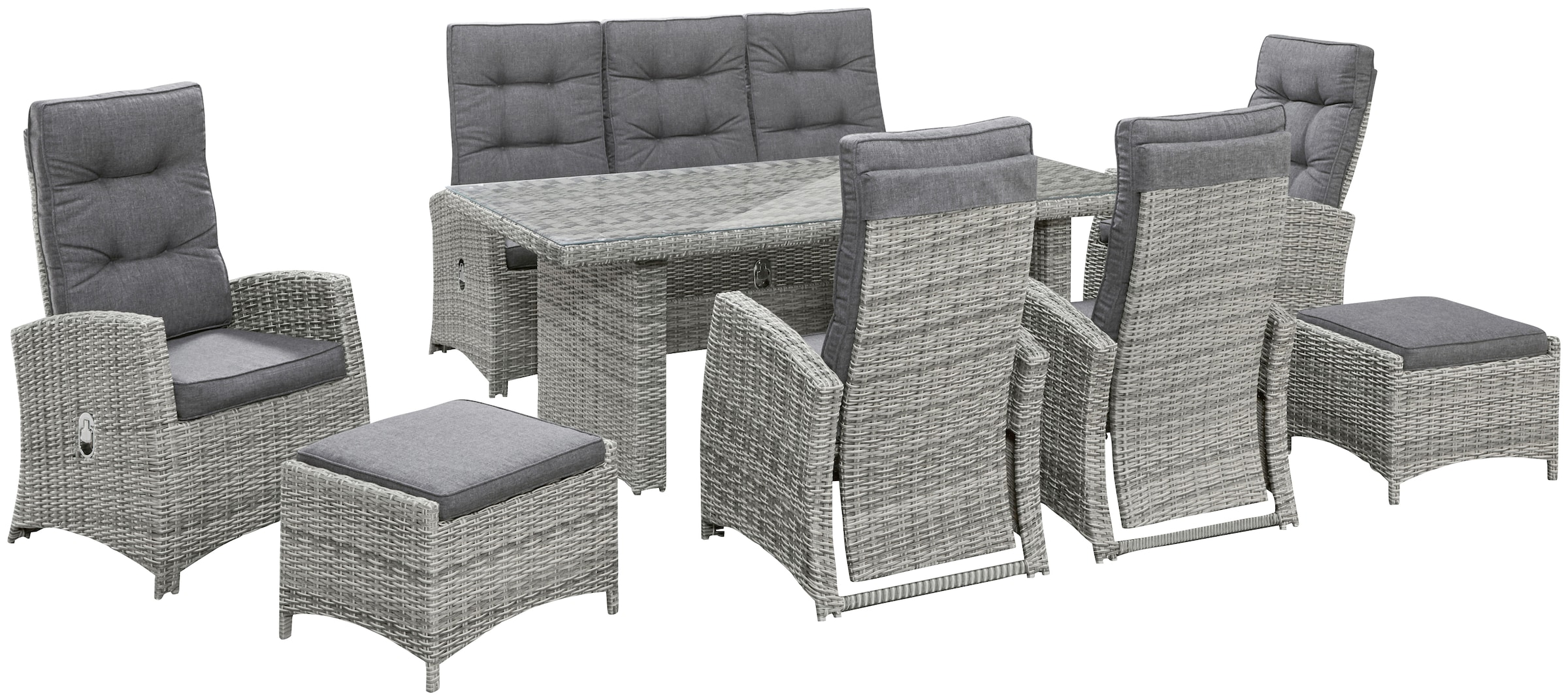 KONIFERA Garten-Essgruppe "Monaco" Set, 4x Sessel, 1x 3er Sofa, 2x Hocker, günstig online kaufen