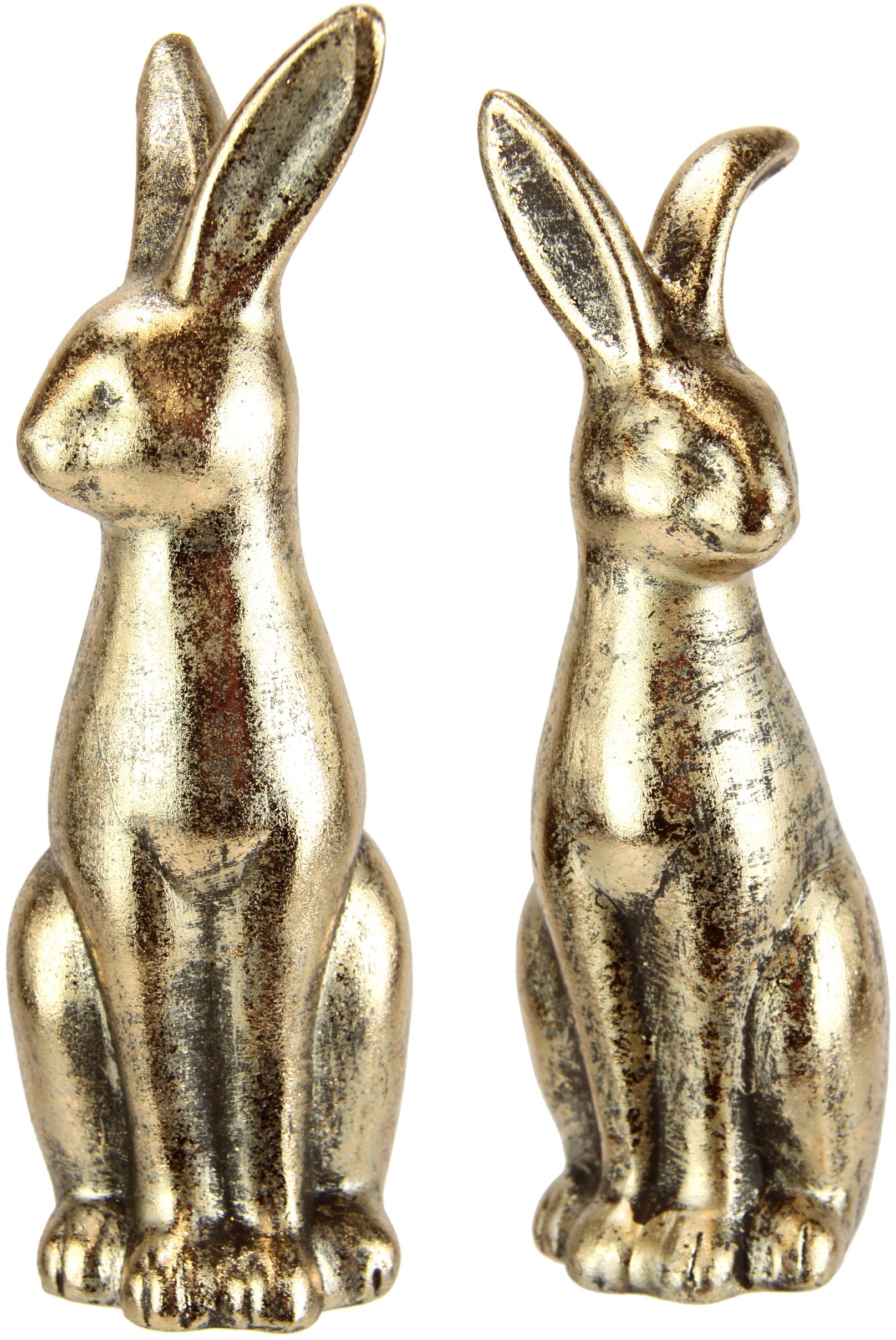 Osterhase I.GE.A. "Hasen Paar, Ostern", gold (goldfarben), B:6cm H:18cm, Terrakotta, Dekofiguren, Dekofigur, Osterdeko, Osterfigur 2