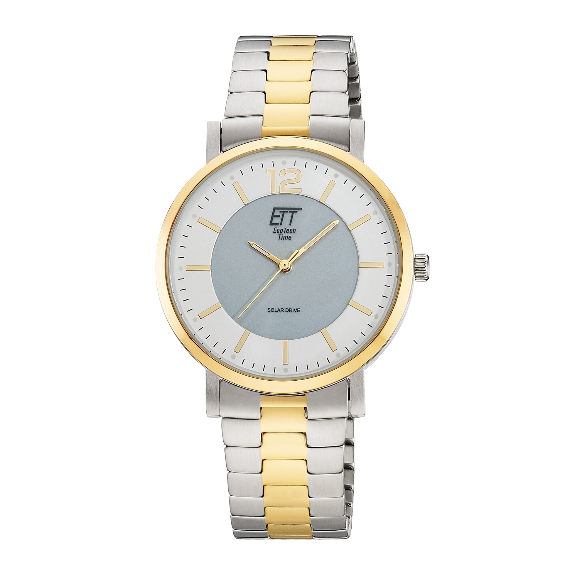 Solaruhr ETT, silbergoldfarben, Armbanduhren, Herren, Armbanduhr, Damenuhr, Herrenuhr, Partneruhr, Edelstahlarmband