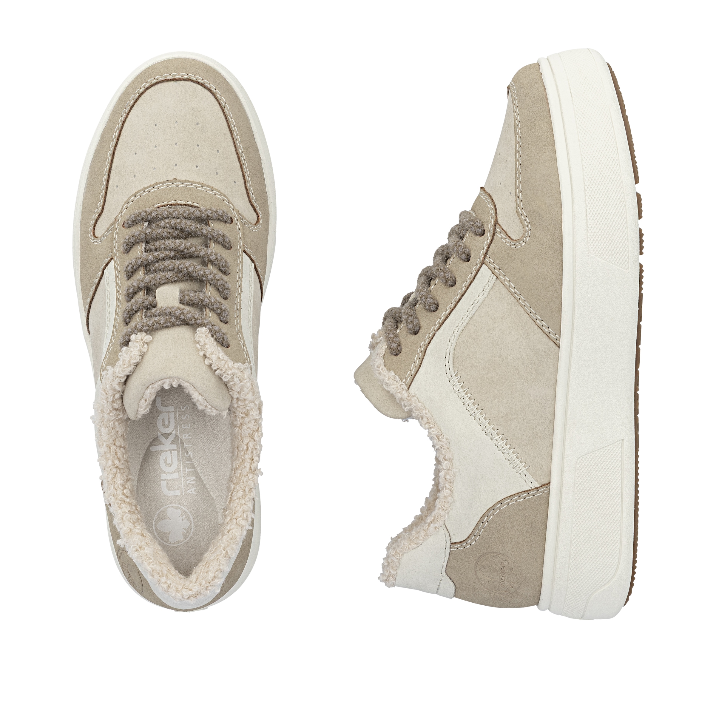 Rieker Plateausneaker, Retro-Sneaker, Schnürschuh, Halbschuh mit Teddyfutter