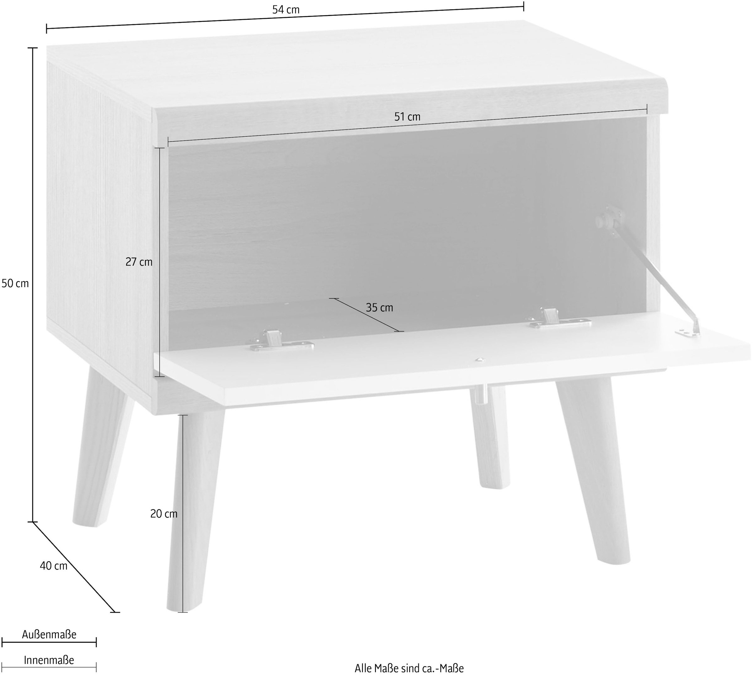 andas Nachtschrank »MERLE«, in skandinavischem Design, aus FSC-zertifiziertem Holzwerkstoff